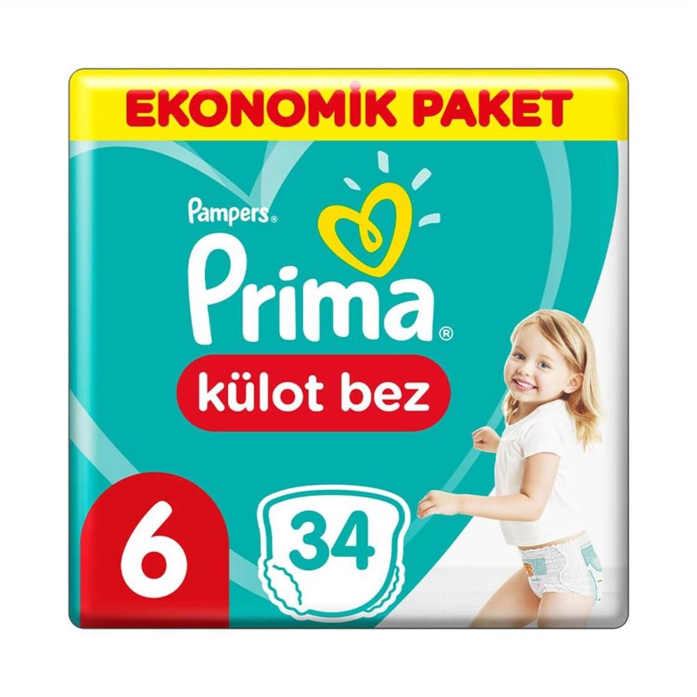 Prima Pants Külot Bebek Bezi 6 Beden Extra Large 15+ Kg 34Li Jumbo Paket