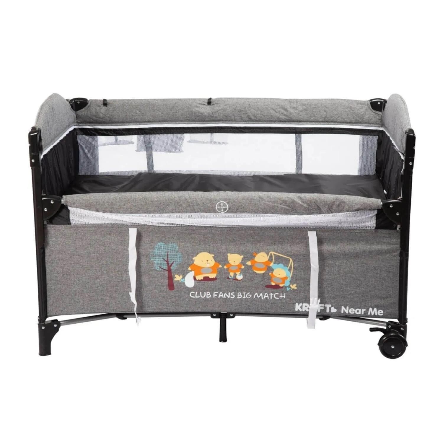 Kraft Near Me Anne Yanı  Ara Katlı Ve Sallanabilen Oyun Parkı 70X120 Cm Grey Black