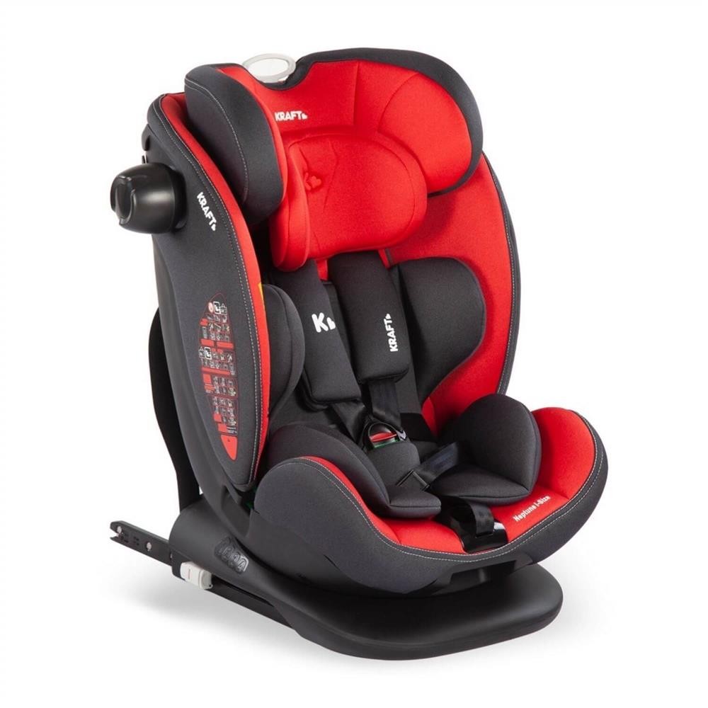 Kraft Neptune I-Size Isofix Ve Top Tether Bağlantılı, Ece R129-03 I-Size Belgeli, 360° Dönebilen 0-36 Kg Oto Koltuğu Red