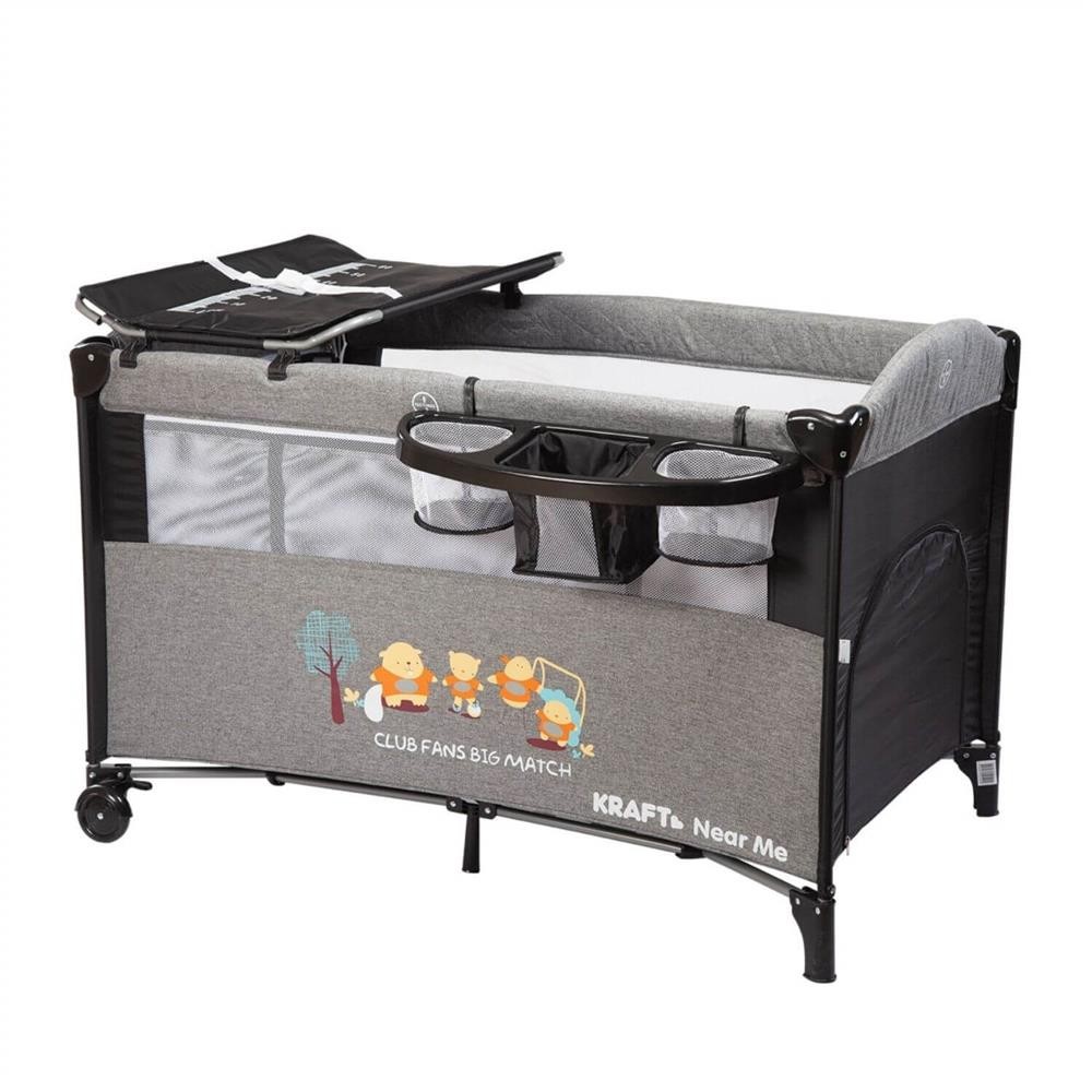 Kraft Near Me Anne Yanı  Ara Katlı Ve Sallanabilen Oyun Parkı 70X120 Cm Grey Black