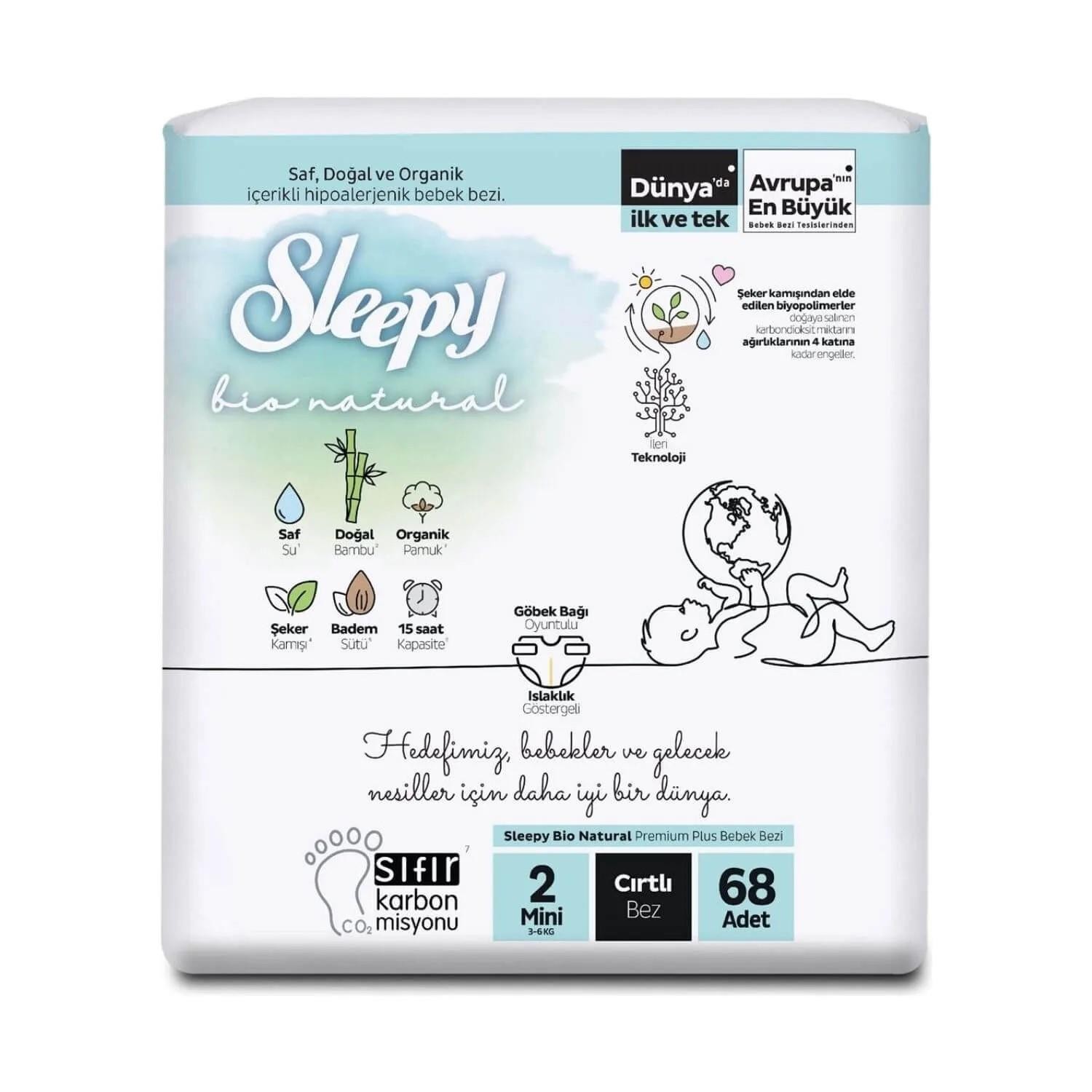 Sleepy Bebek Bezi Bio Natural 2 Numara Mini 68li Jumbo Paket