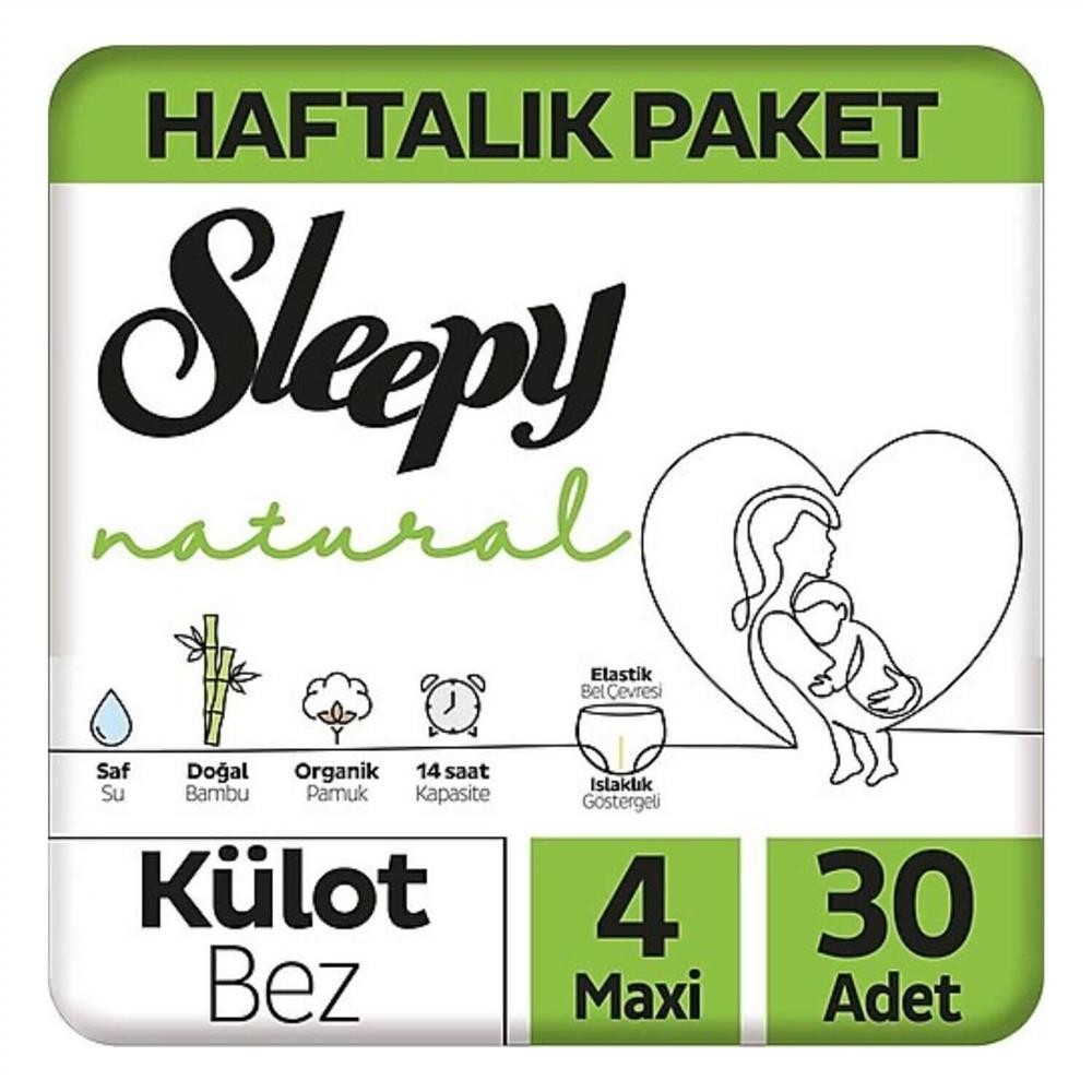 Sleepy Natural Külot Bebek Bezi 4 Beden Maxi 7-14 Kg 30Lu