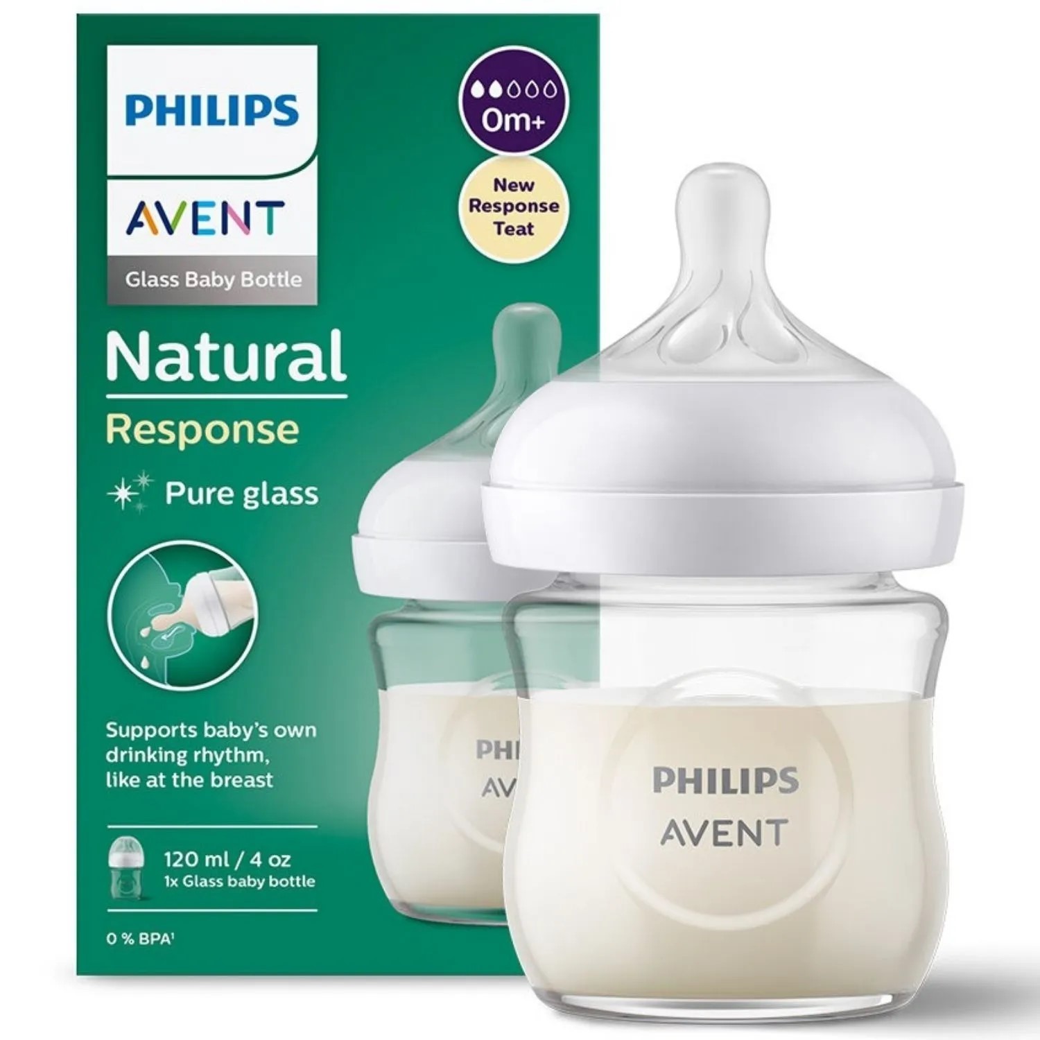 Philips Avent Doğal Tepkili Cam Biberon 120ml 0+ Ay