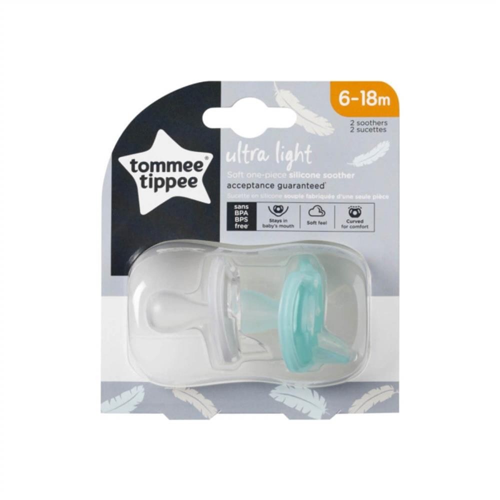 Tommee Tippee Ultra Hafif Silikon Emzik 2Li 6-18 Ay Mavi - Beyaz