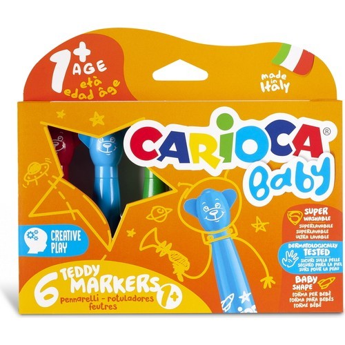 Carioca Baby Teddy Jumbo Yıkanabilir Keçeli Boya Kalemi 6lı