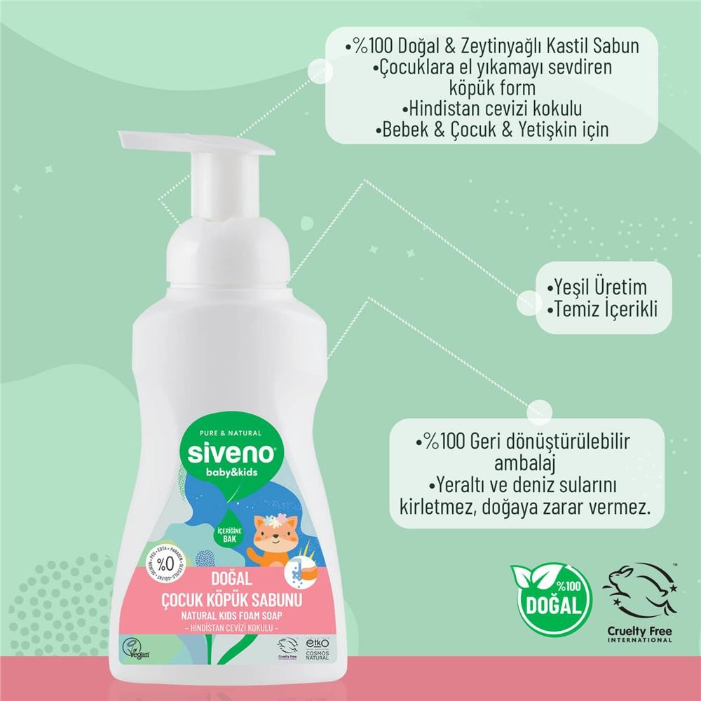 Siveno Kids Zeytinyağlı Doğal Köpük Sabun 250 Ml