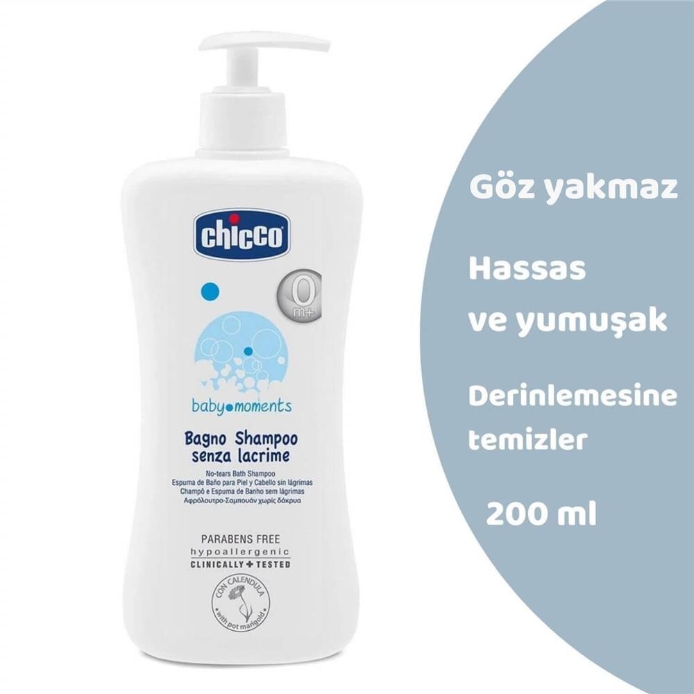 Chicco Baby Moments Doğal Göz Yakmayan Bebek Saç Ve Vücut Şampuanı 200 Ml