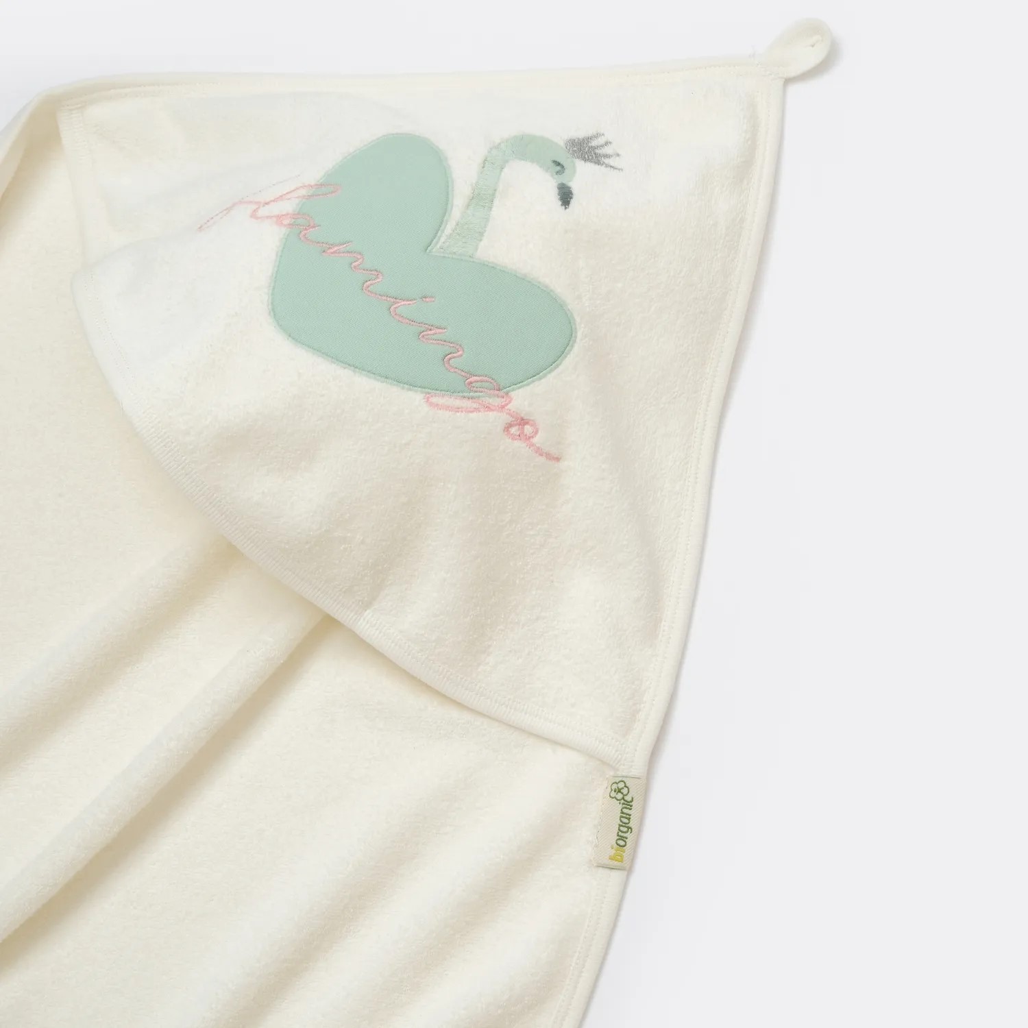 Bibaby Organik Havlu Örme Lovely Flamingo Ekru - Yeşil