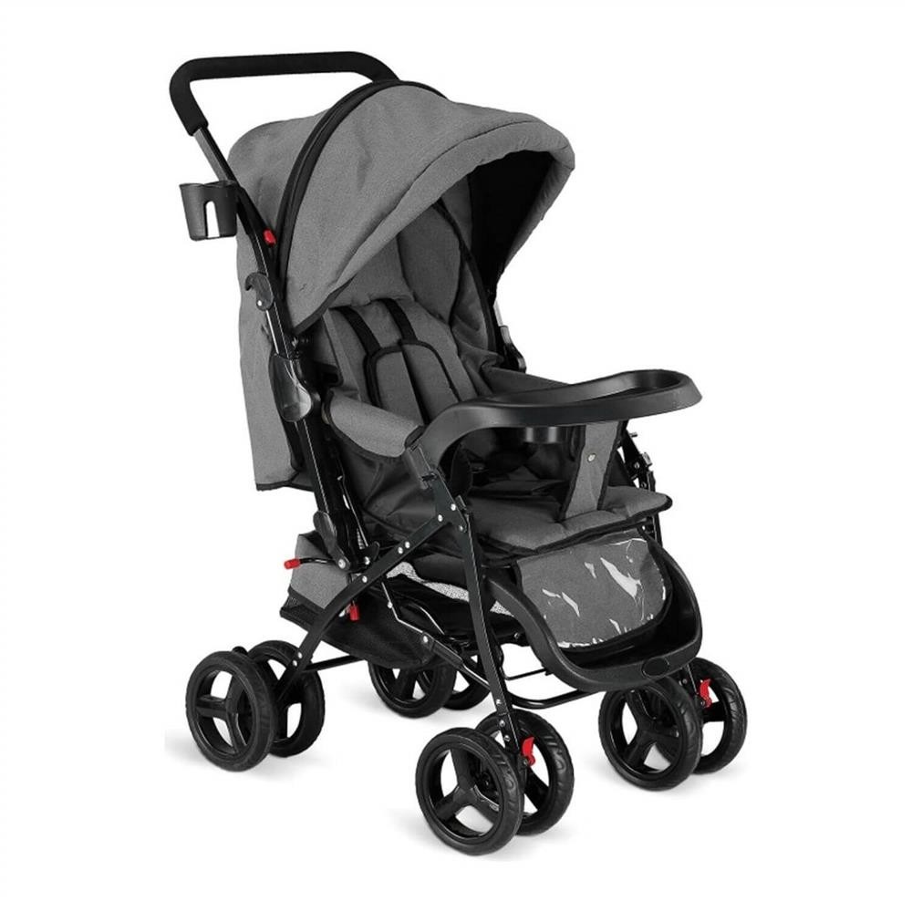 Babyhope 617 Çift Yönlü Bebek Arabası Kırçıllı Gri
