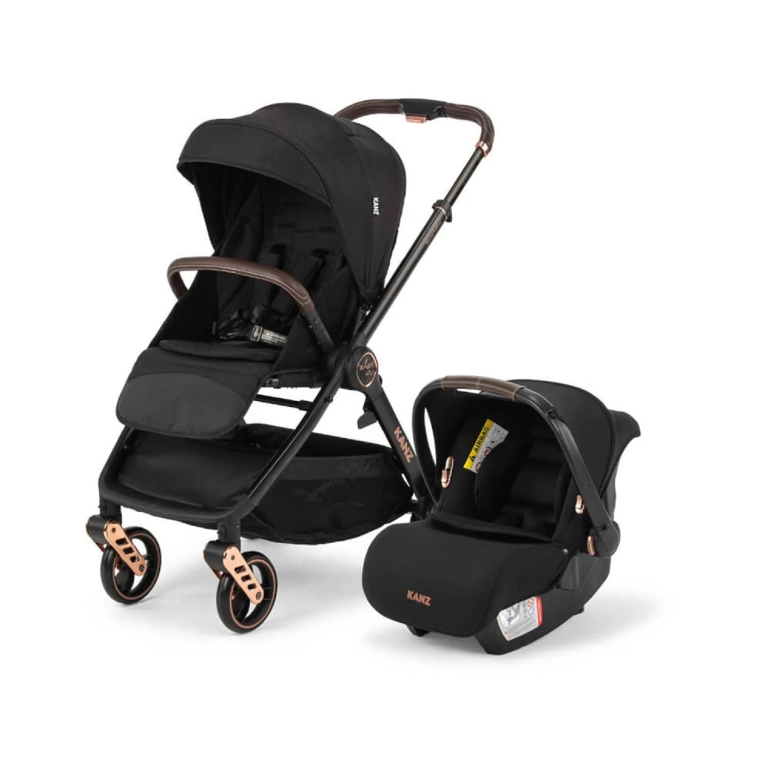 Kanz X-Go Rose Gold Travel Sistem Bebek Arabası Siyah