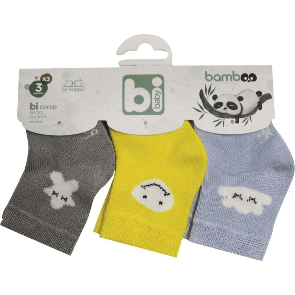 Bibaby Çorap Soket 3Lü Deesenli Bamboo Erkek