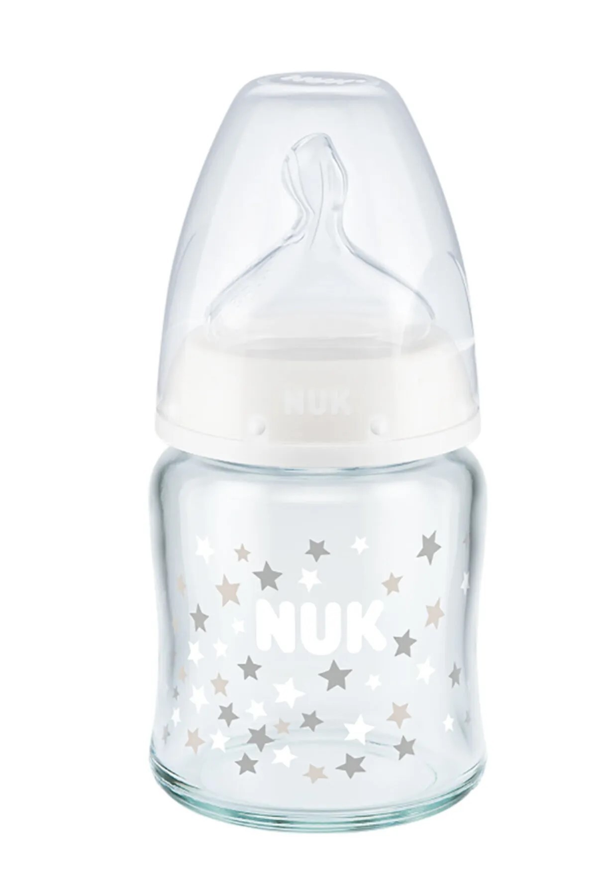 Nuk FC Plus Silikon Emzikli Cam Biberon 120 ml Beyaz