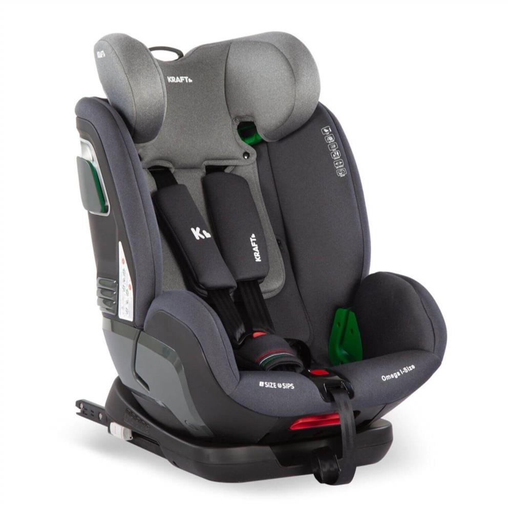 Kraft Omega I-Size Ece Isofix Ve Top Tether Bağlantılı, R129-03 I-Size Belgeli 9-36 Kg Oto Koltuğu Light Grey