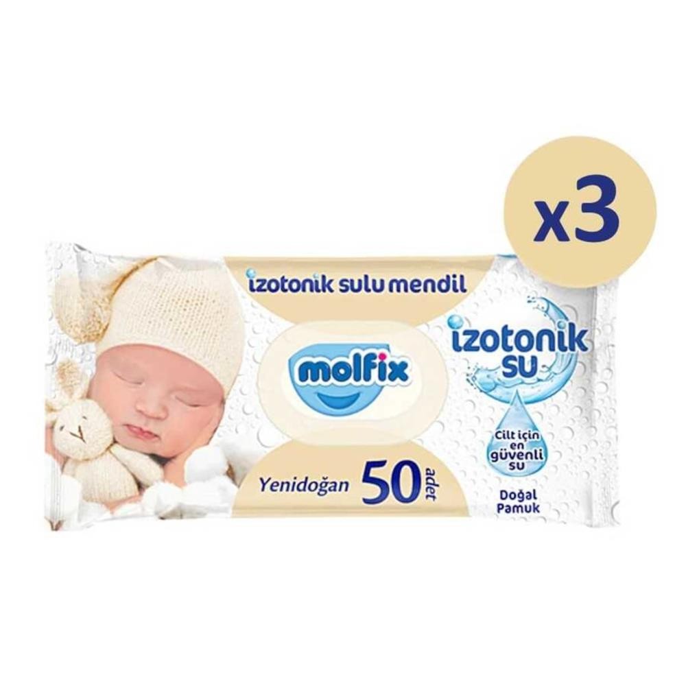 Molfix İzotonik Yenidoğan Islak Mendil 3X50Li