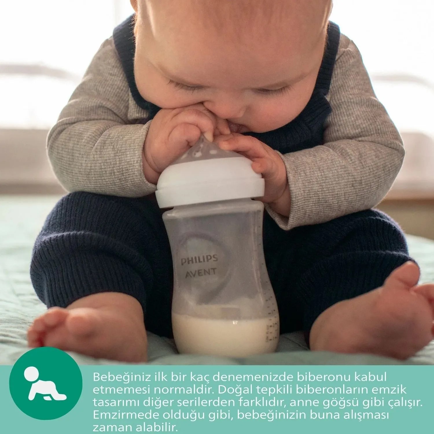 Philips Avent Doğal Tepkili Cam Biberon 240ml 1+ Ay