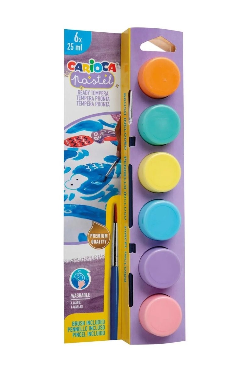 Carioca Pastel Tempera Suluboya Süper Yıkanabilir Fırçalı 6*25 Ml