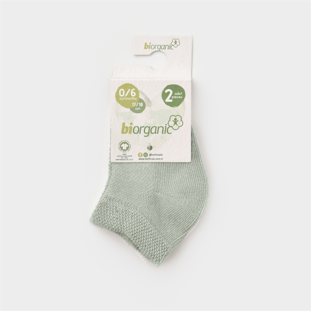 Bibaby Organik Çorap Soket 2Li Summer Mint - Ekru