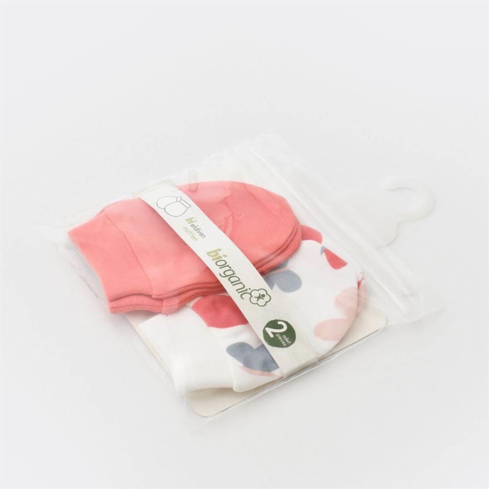 Bibaby Organik Eldiven 2Li Wild Flowers Coral