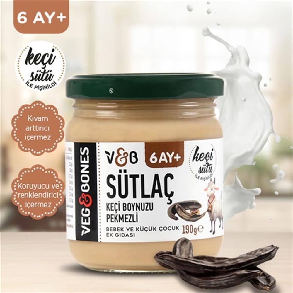 Veg&bones Keçi Sütlü Keçi Boynuzu Pekmezli Sütlaç 190 Gr