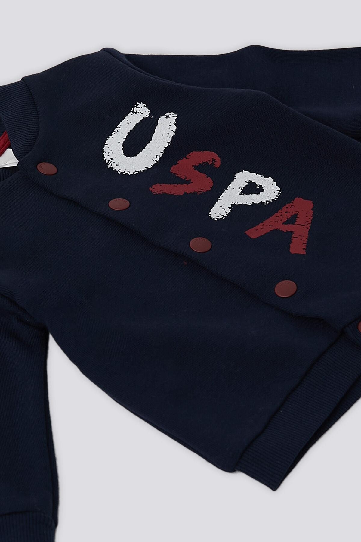 U.S Polo Lacivert Çıtçıtlı Uspa Baskılı Erkek Bebek 2 Li Takım