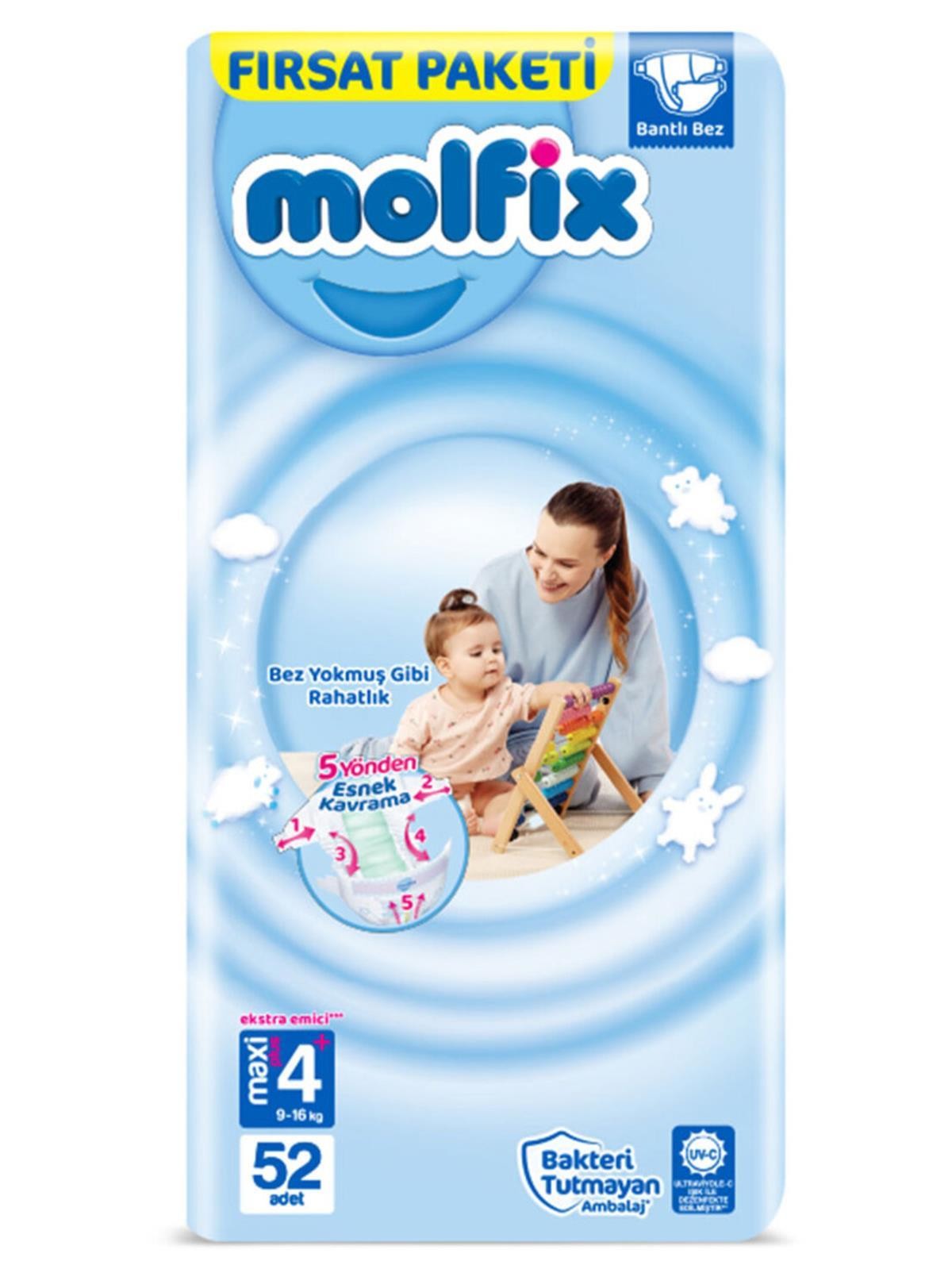Molfix Bebek Bezi 4+ Beden Maxi Plus 52 Adet