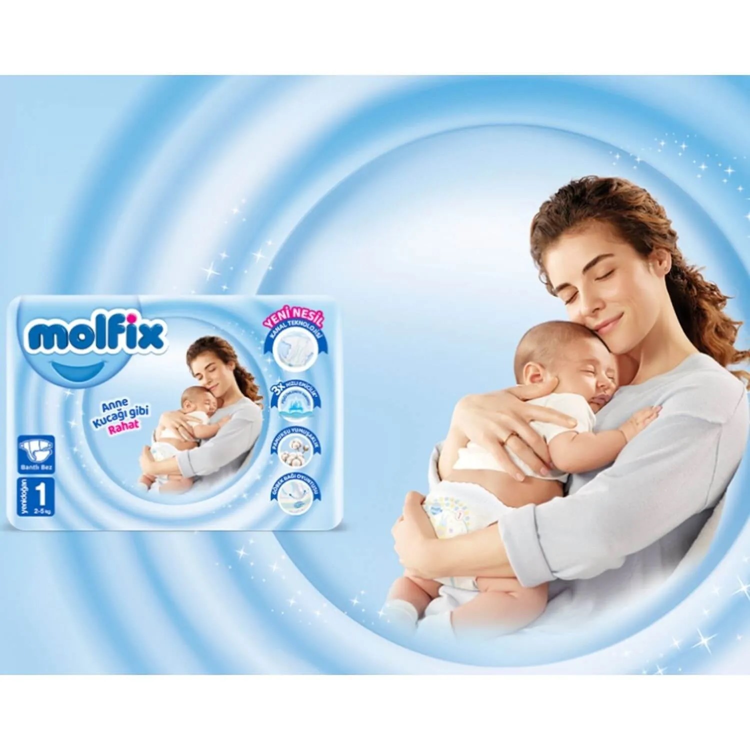 Molfix Bebek Bezi 1 Beden Yenidoğan 2-5 Kg 82li Fırsat Paketi