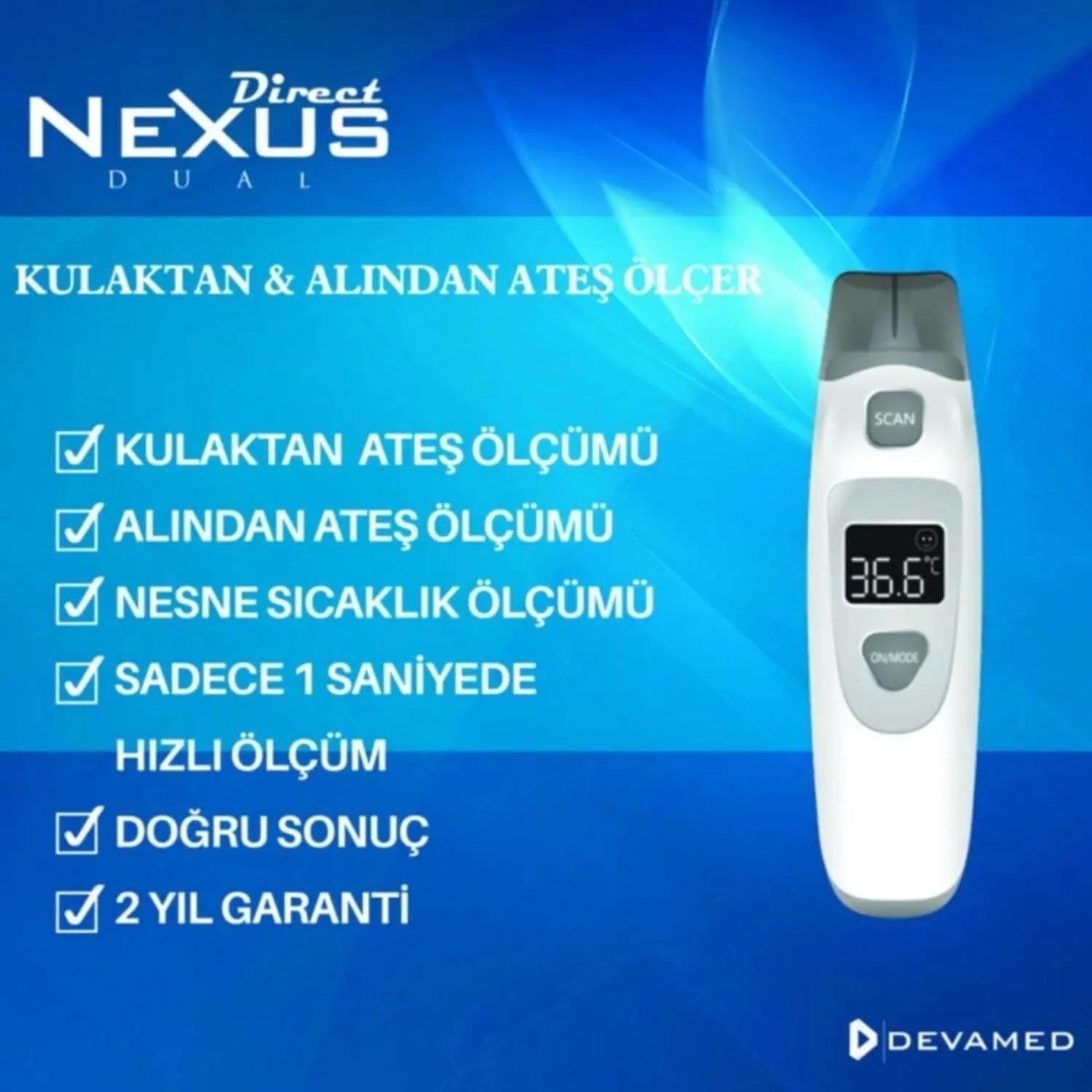 Direct Nexus Dual Kulaktan ve Alından Ateş Ölçer