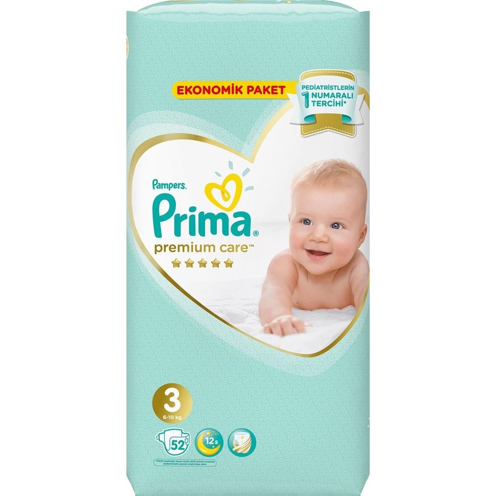 Prima Premium Care Bebek Bezi 3 Beden Midi 6-10 Kg 52Li Ekonomik Paket