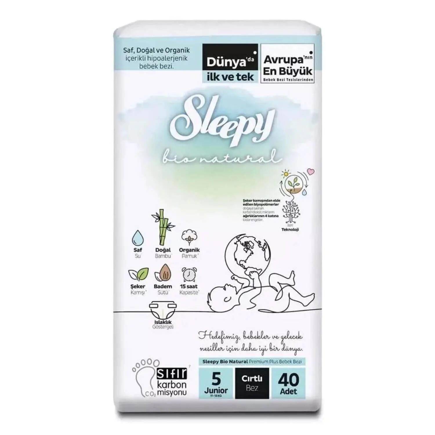 Sleepy Bebek Bezi Bio Natural 5 Numara Junior 40lı Jumbo Paket