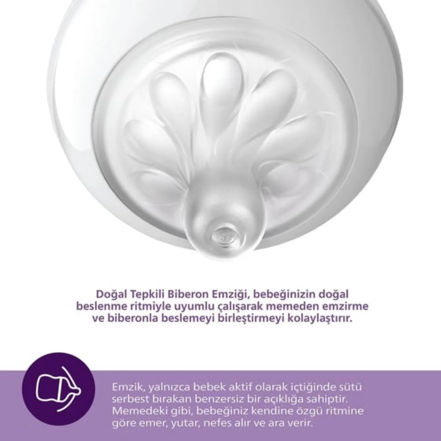 Philips Avent Doğal Tepkili Biberon Emziği 2li 2 Numara 0+ Ay