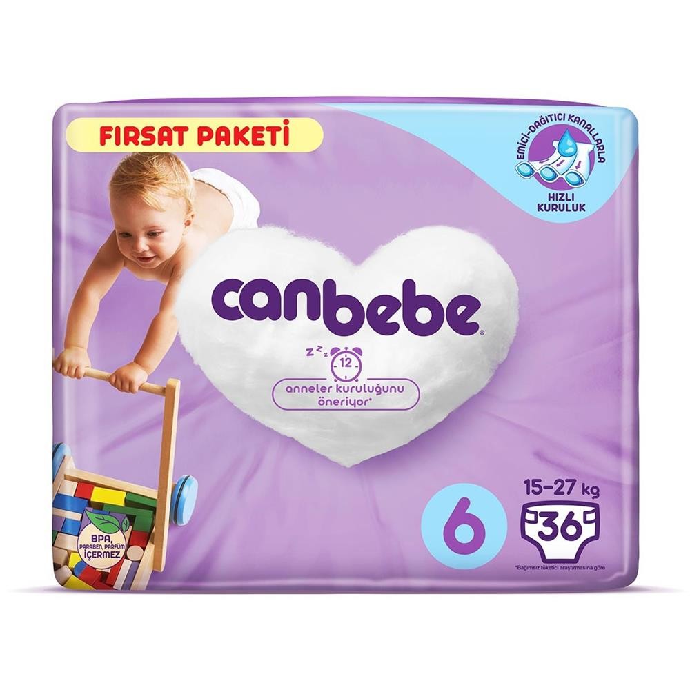 Canbebe Bebek Bezi 6 Beden Extra Large 15+ Kg 36Lı Fırsat Paketi