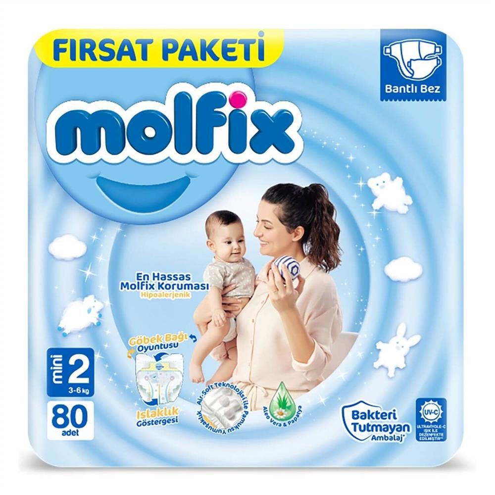 Molfix Bebek Bezi 2 Beden Mini 3-6 Kg 80Li Fırsat Paketi