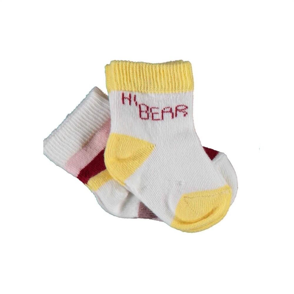 Bibaby Organik Çorap Soket 2Li Hi Rainbow Hi Bear Somon