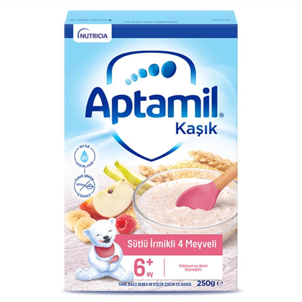 Aptamil Sütlü Irmikli 4 Meyveli Kaşık Maması 250 Gr
