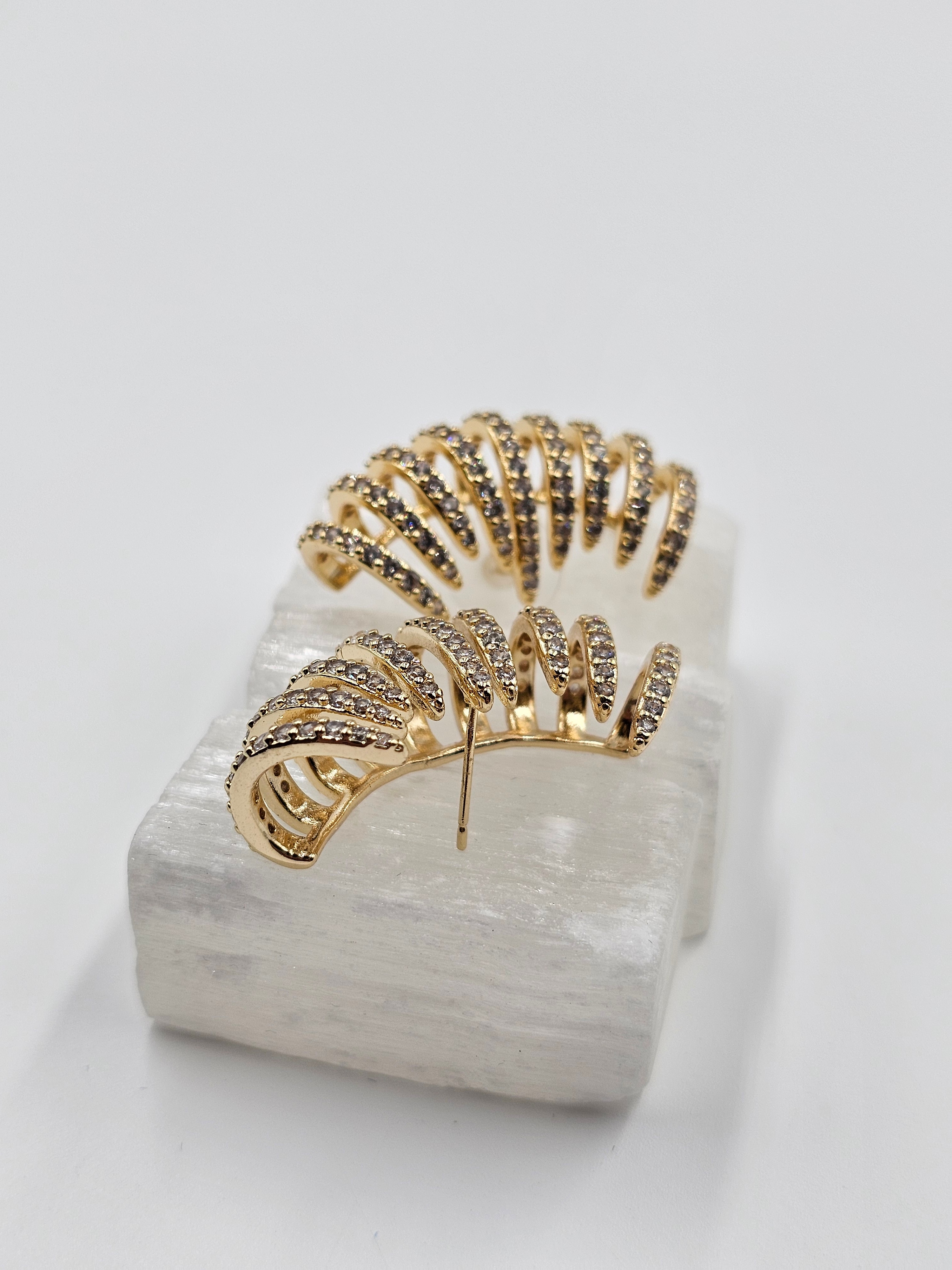 ALTIN VE GÜMÜŞ KAPLAMA VİP SERİ ÇOKLU GÖRÜNÜMLÜ FULL ZİRKON TAŞLI KÜPE