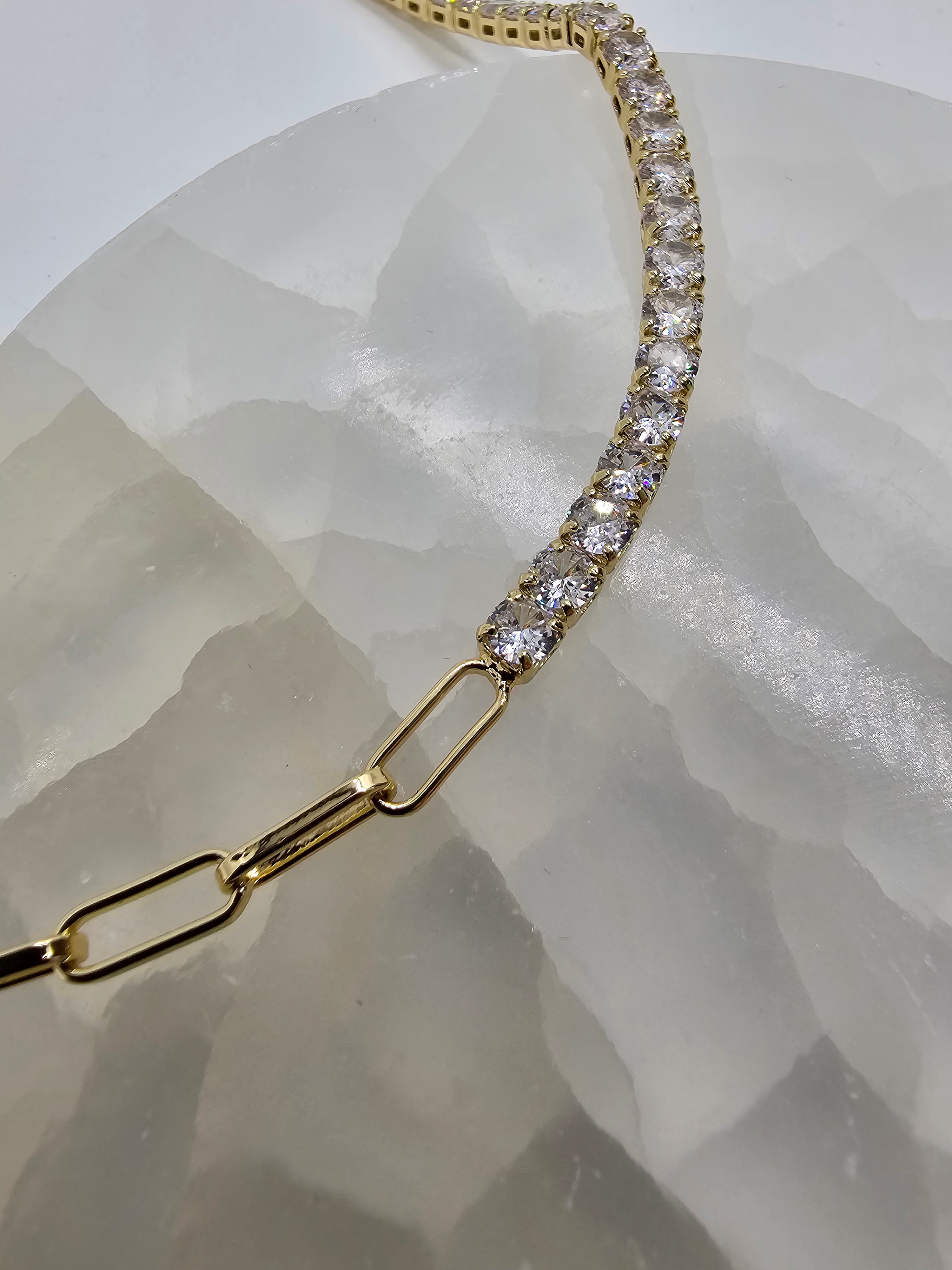 ALTIN  KAPLAMA ZİRKON TAŞLI SU YOLU ZİNCİRLİ  KOLYE