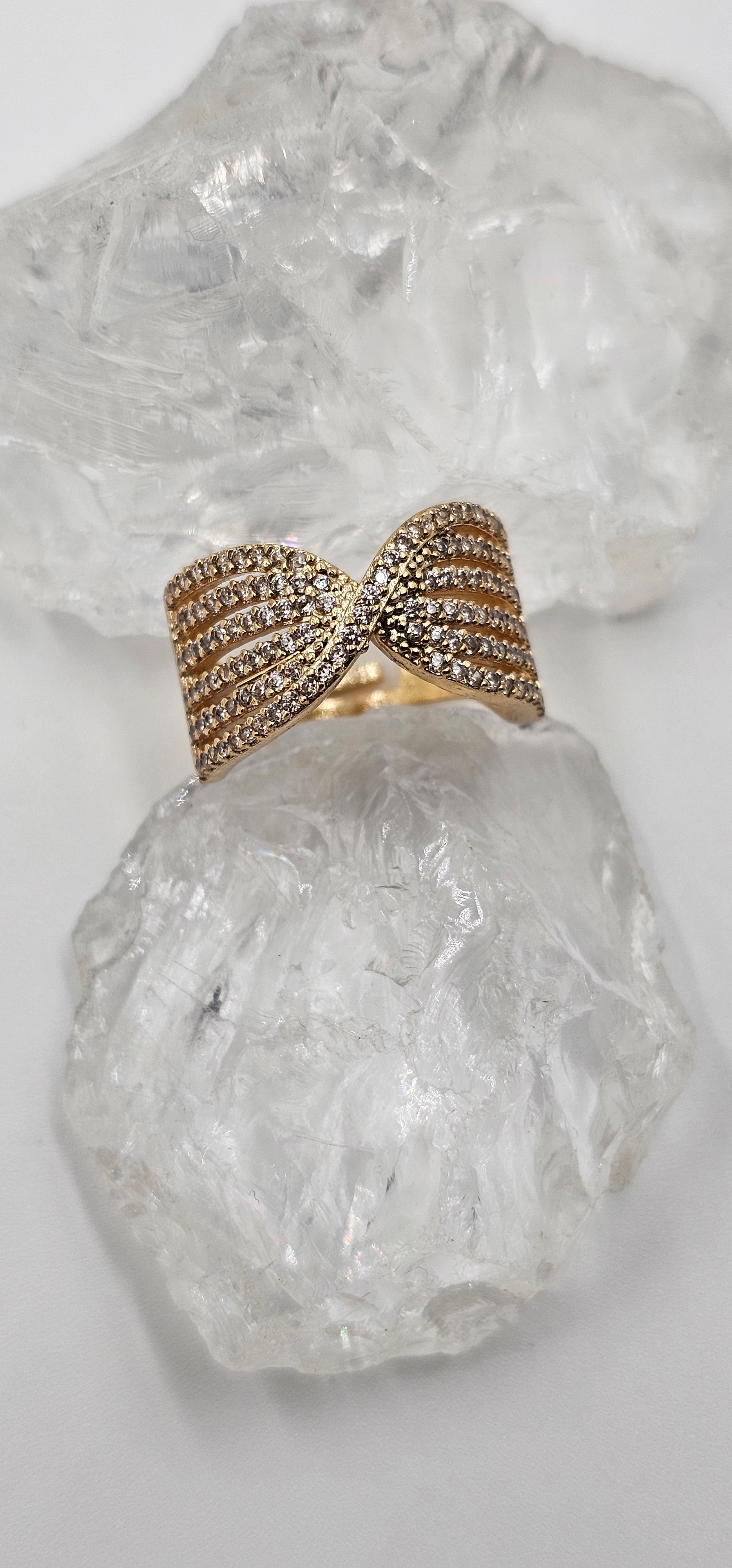 ALTIN VE GÜMÜŞ KAPLAMA ZİRKON TAŞLI KIVRIMLI YÜZÜK