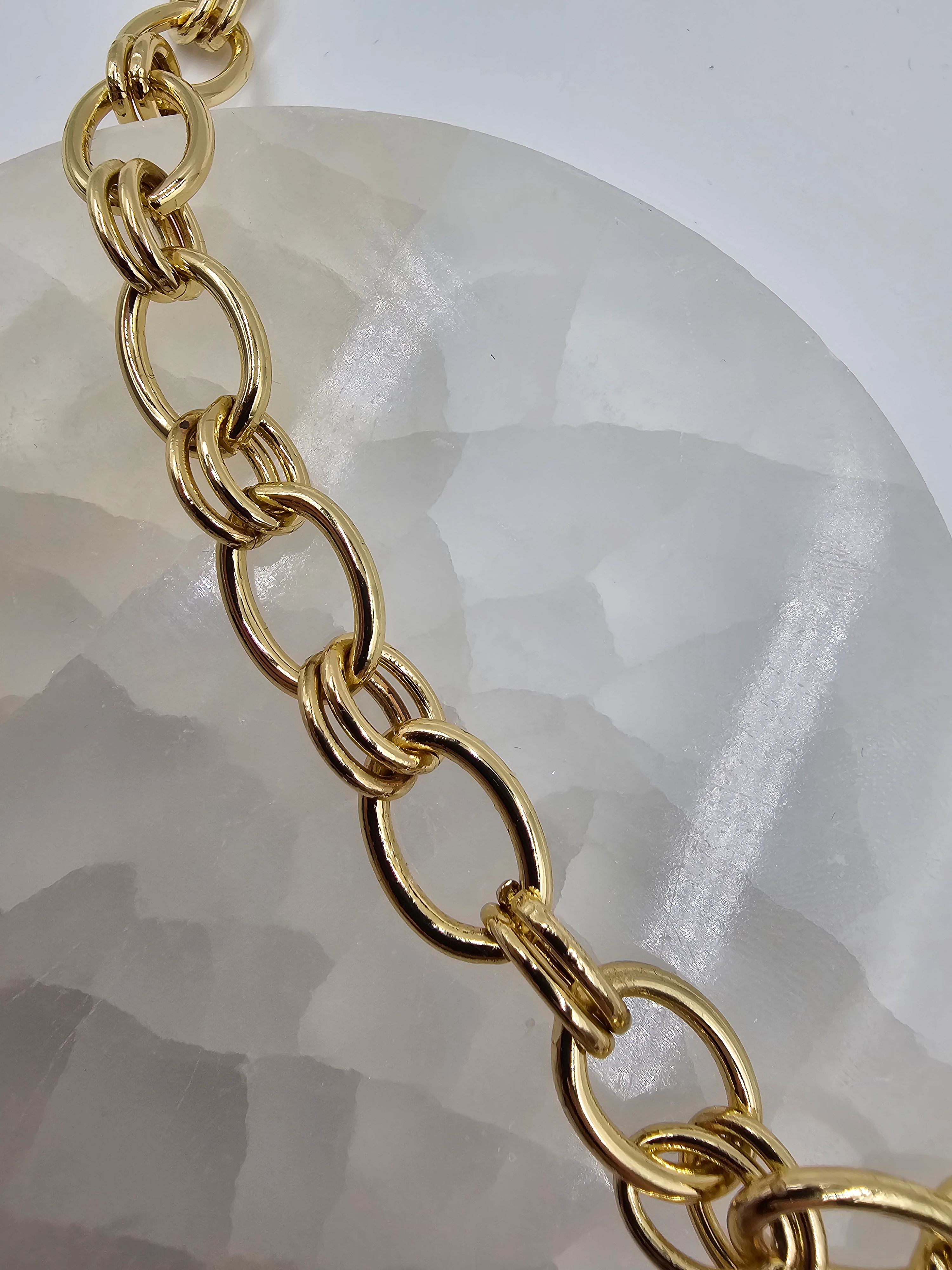 ALTIN KAPLAMA BÜYÜK HALKA ZİNCİR KOLYE