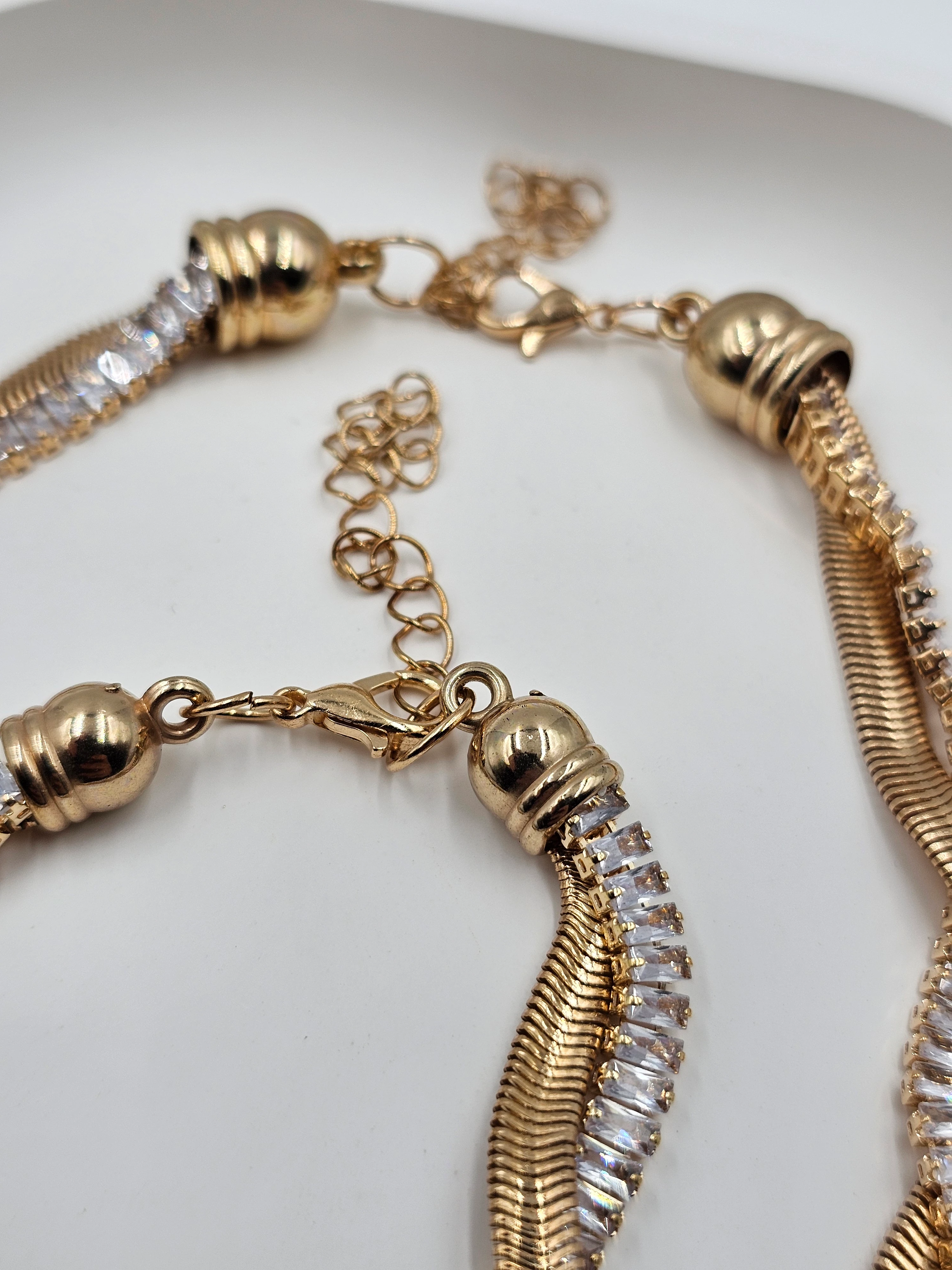 ALTIN KAPLAMA TASARIM BAGET SIRA TAŞLI ÇOKLU BURGU SET