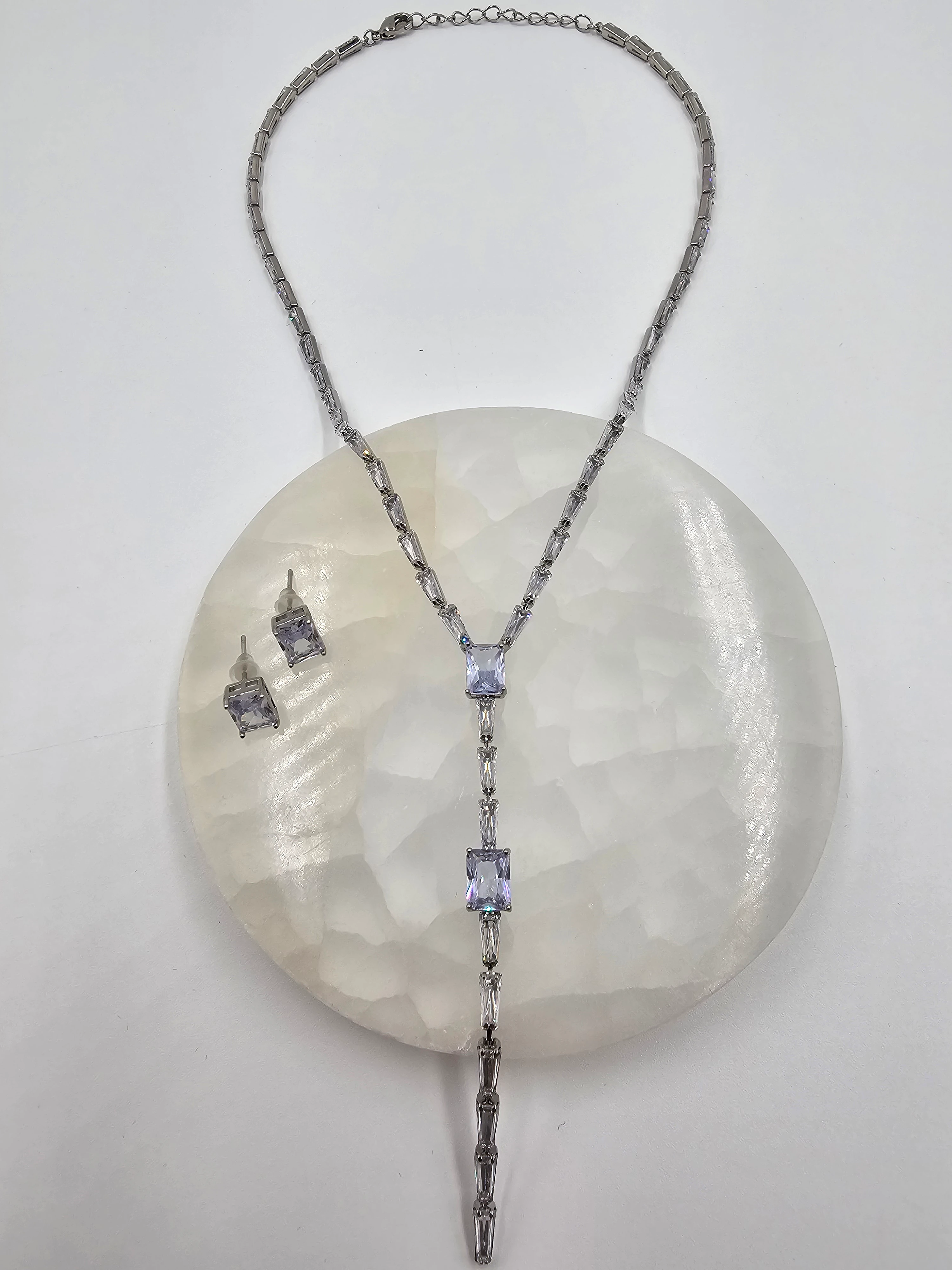 ZİRKON BAGET TEK TAŞLI SU YOLU  KÜPELİ SET