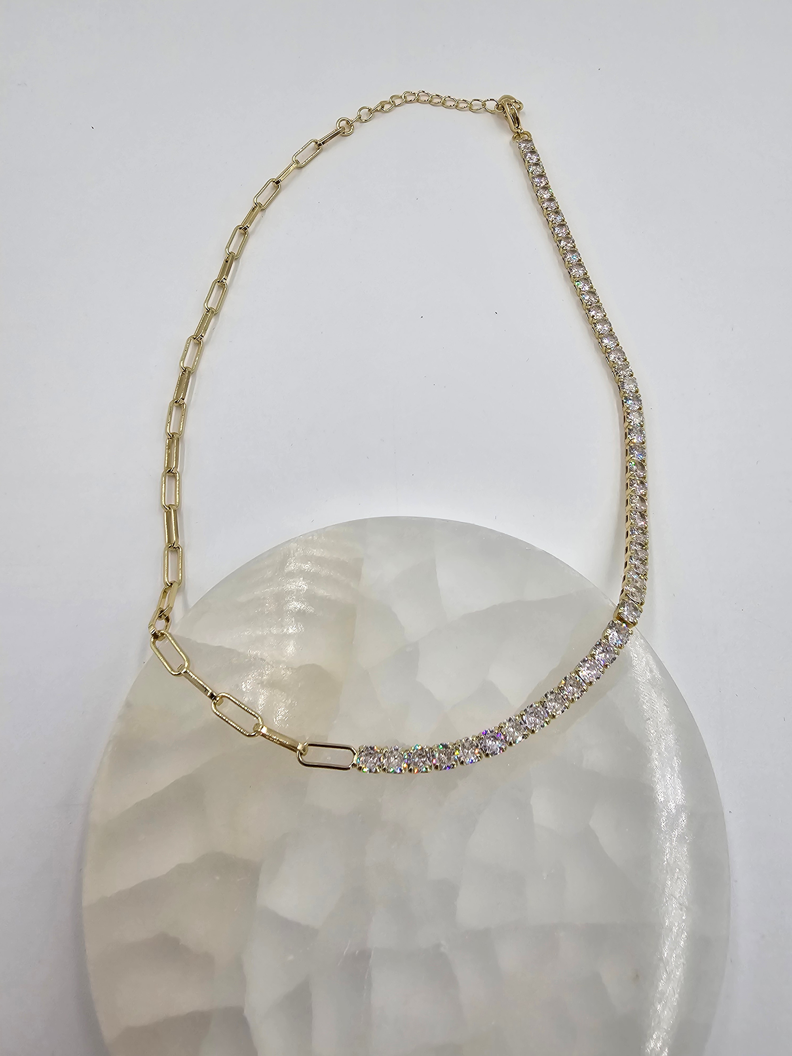 ALTIN  KAPLAMA ZİRKON TAŞLI SU YOLU ZİNCİRLİ  KOLYE