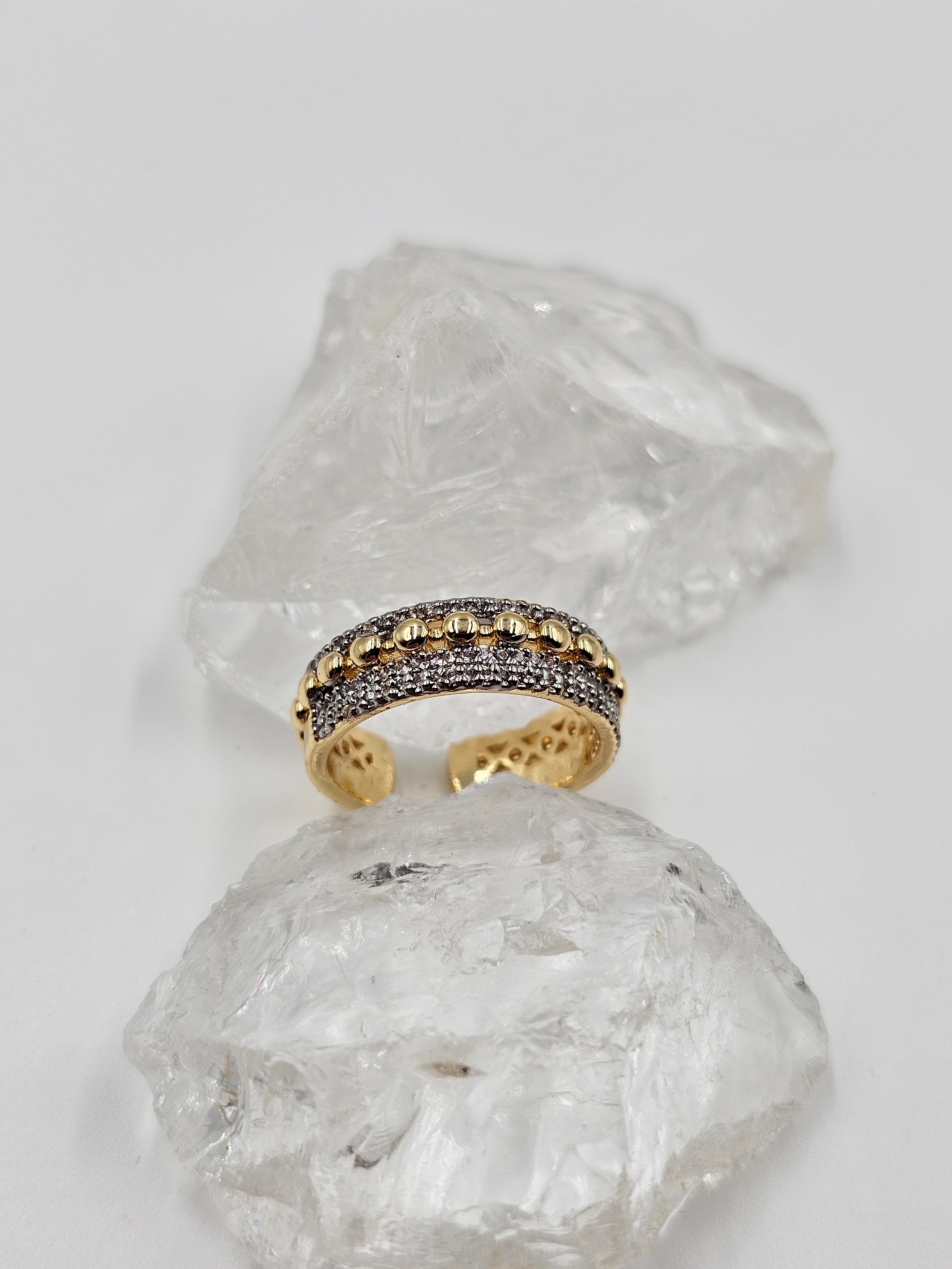 ALTIN KAPLAMA ZİRKON TAŞLI YÜZÜK