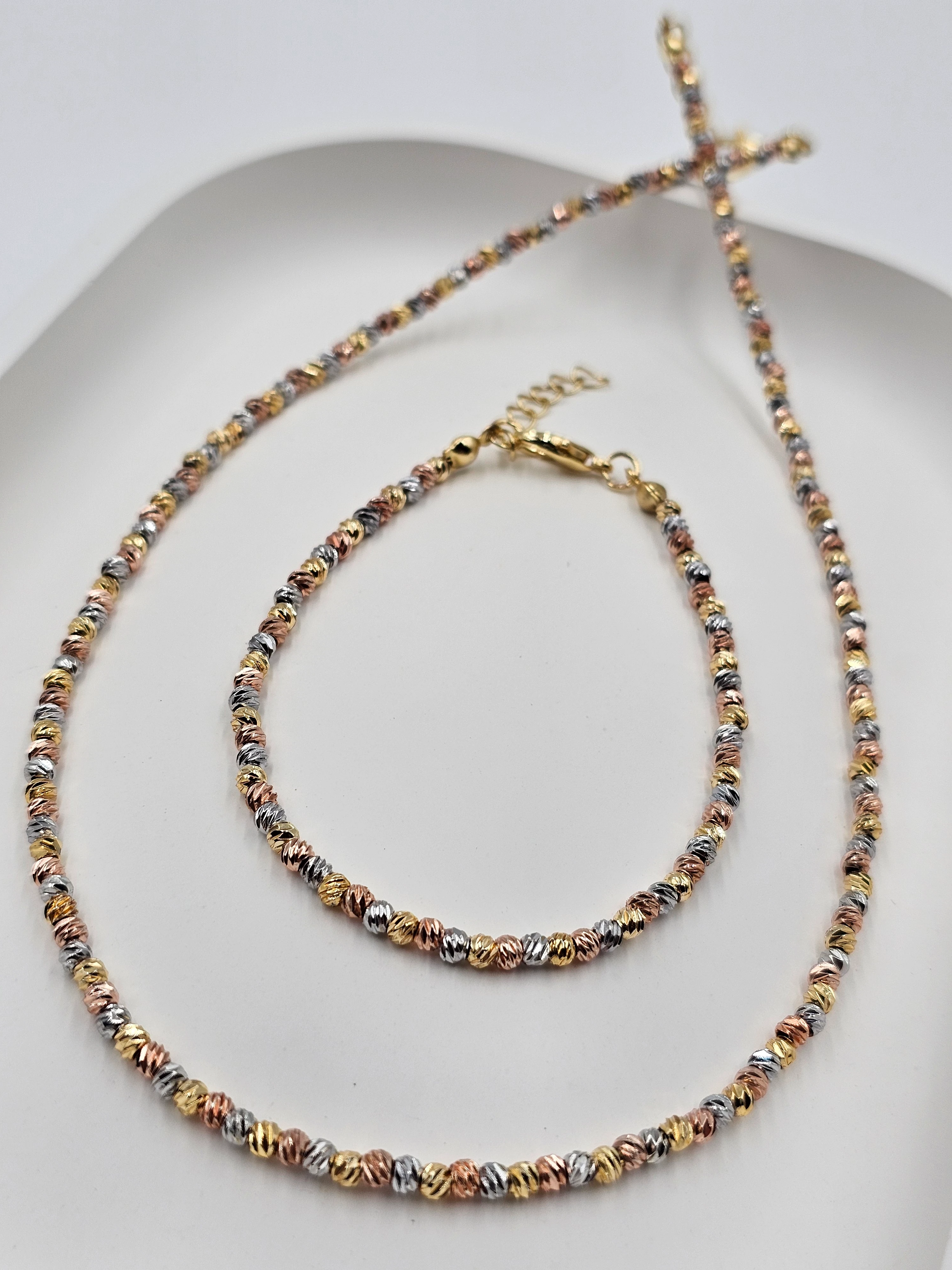 ALTIN KAPLAMA DORİKA BONCUK MODEL ÜÇ RENK SET