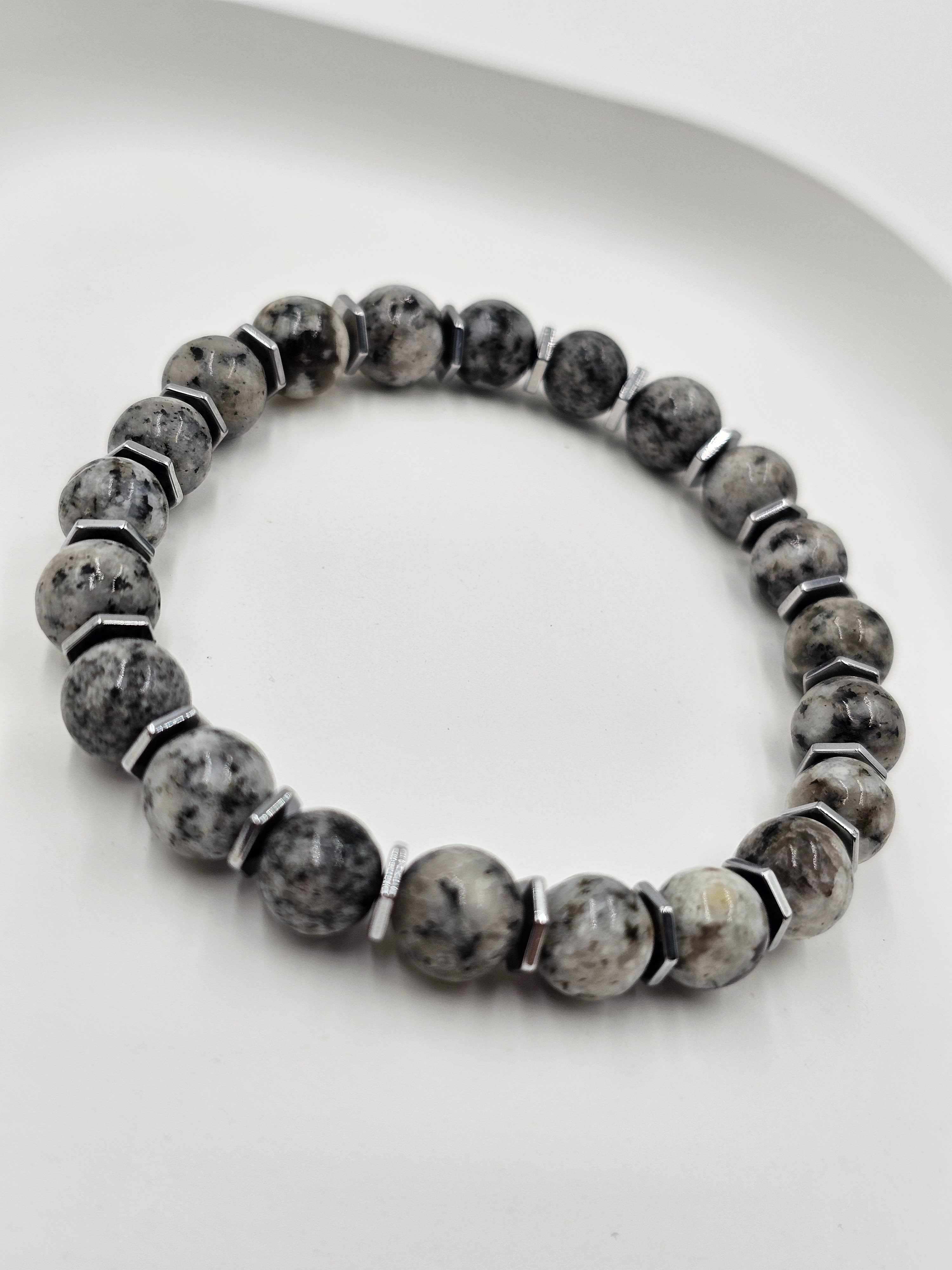 ERKEK DOĞAL GRİ JASPER TAŞ BİLEKLİK 8MM