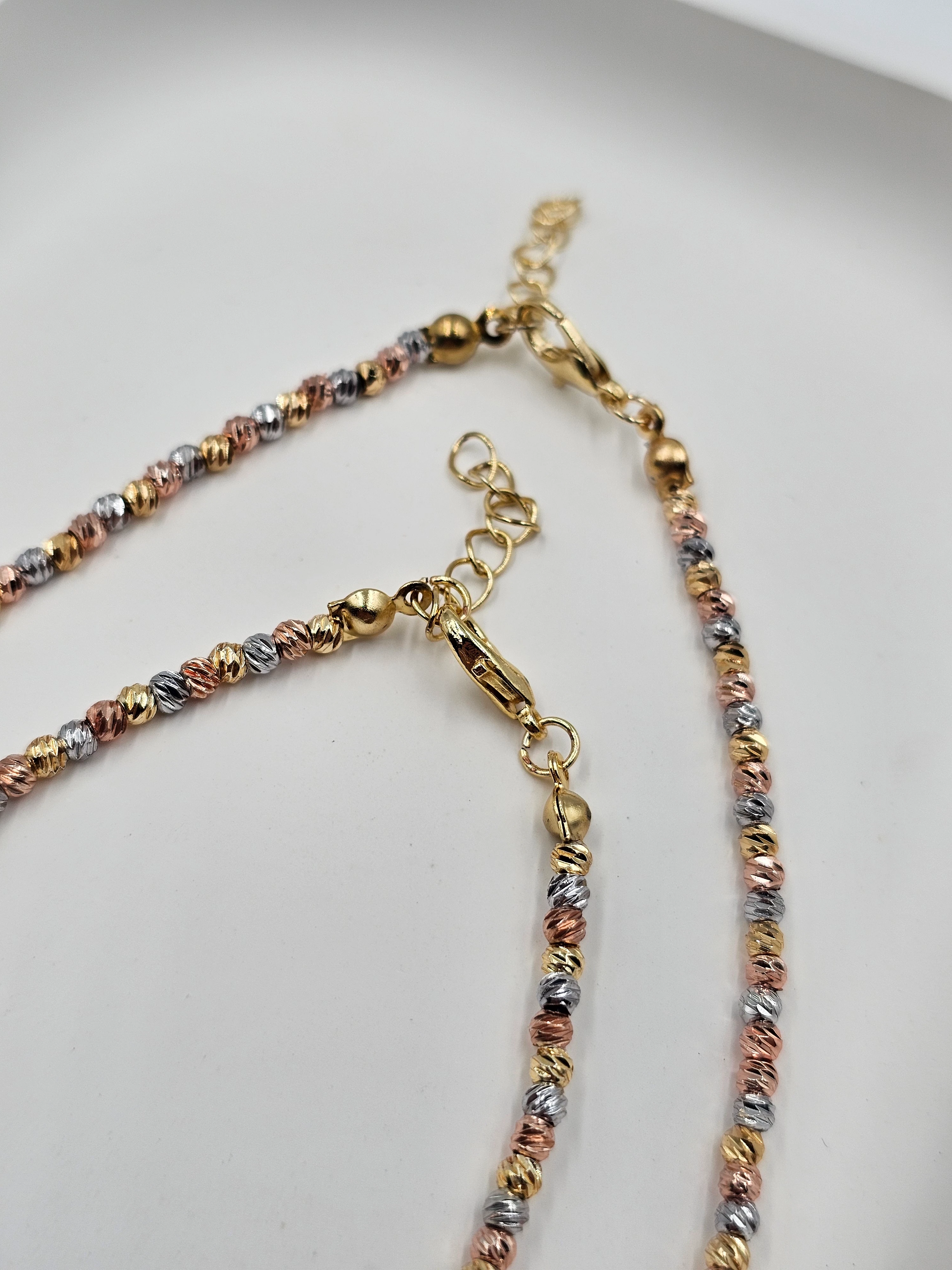 ALTIN KAPLAMA DORİKA BONCUK MODEL ÜÇ RENK SET