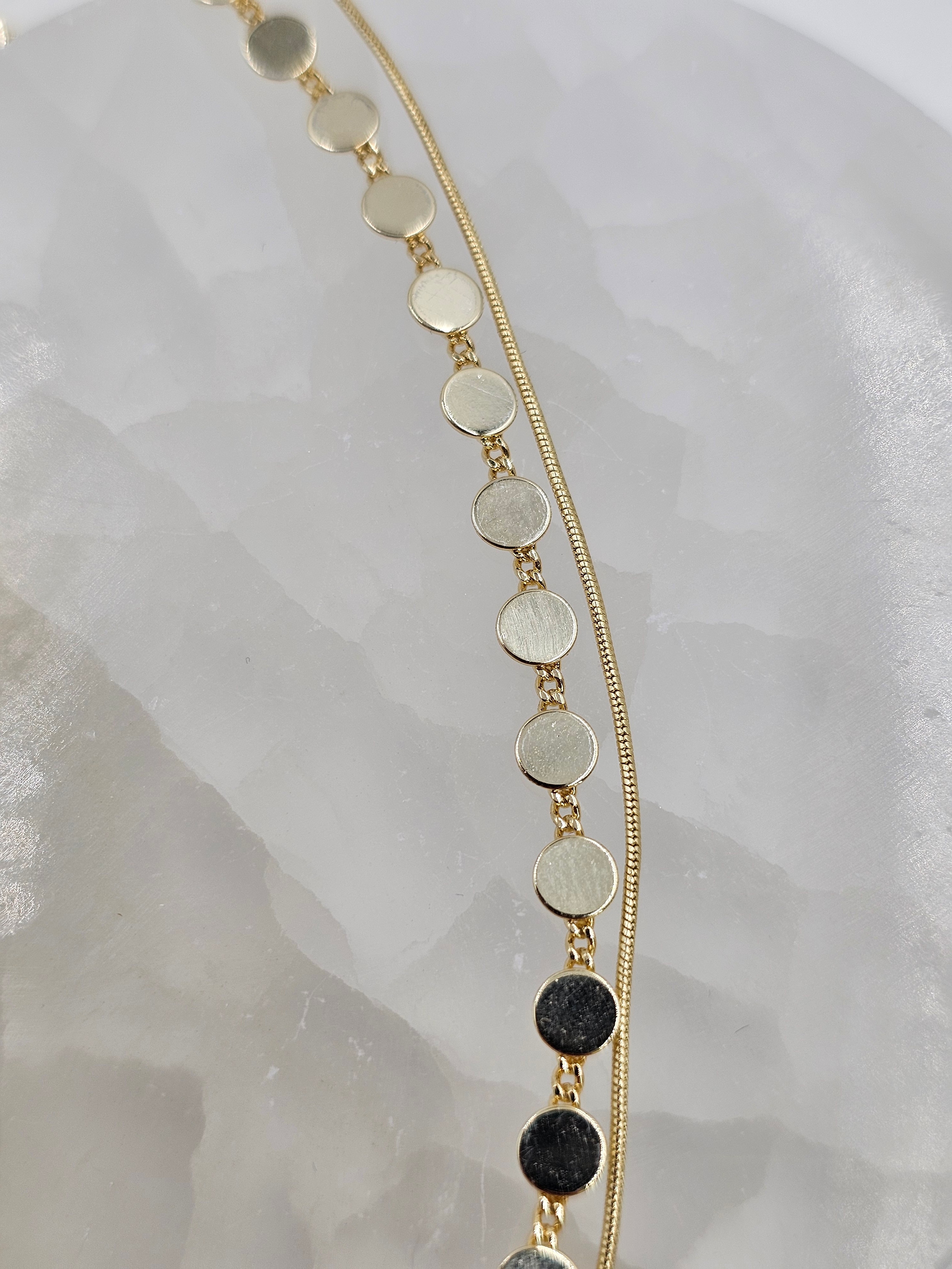 ALTIN KAPLAMA EZME ÇİFTLİ KOLYE