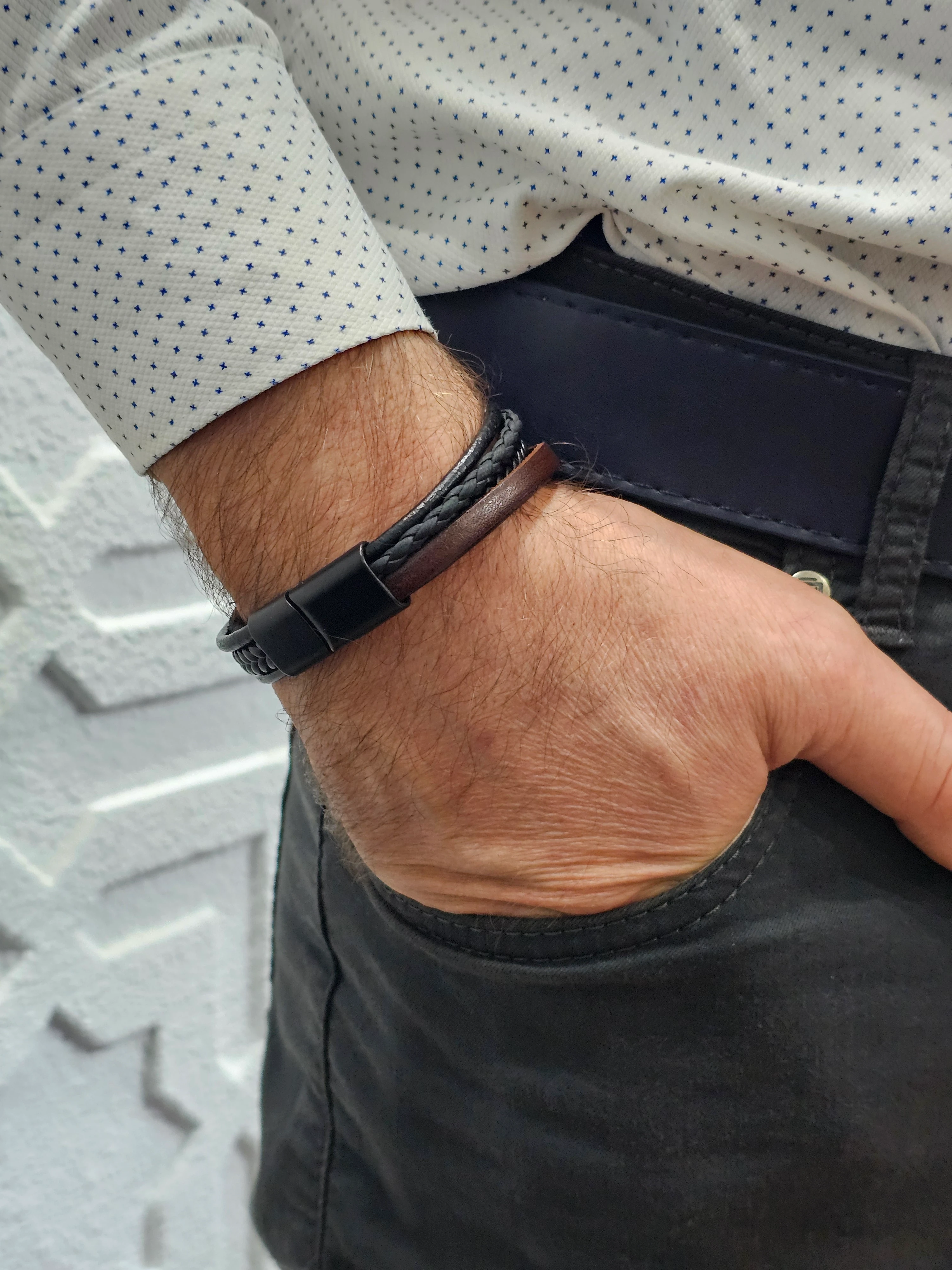 5 Lİ KOMBİN DERİ ERKEK BİLEKLİK MIKNATISLI