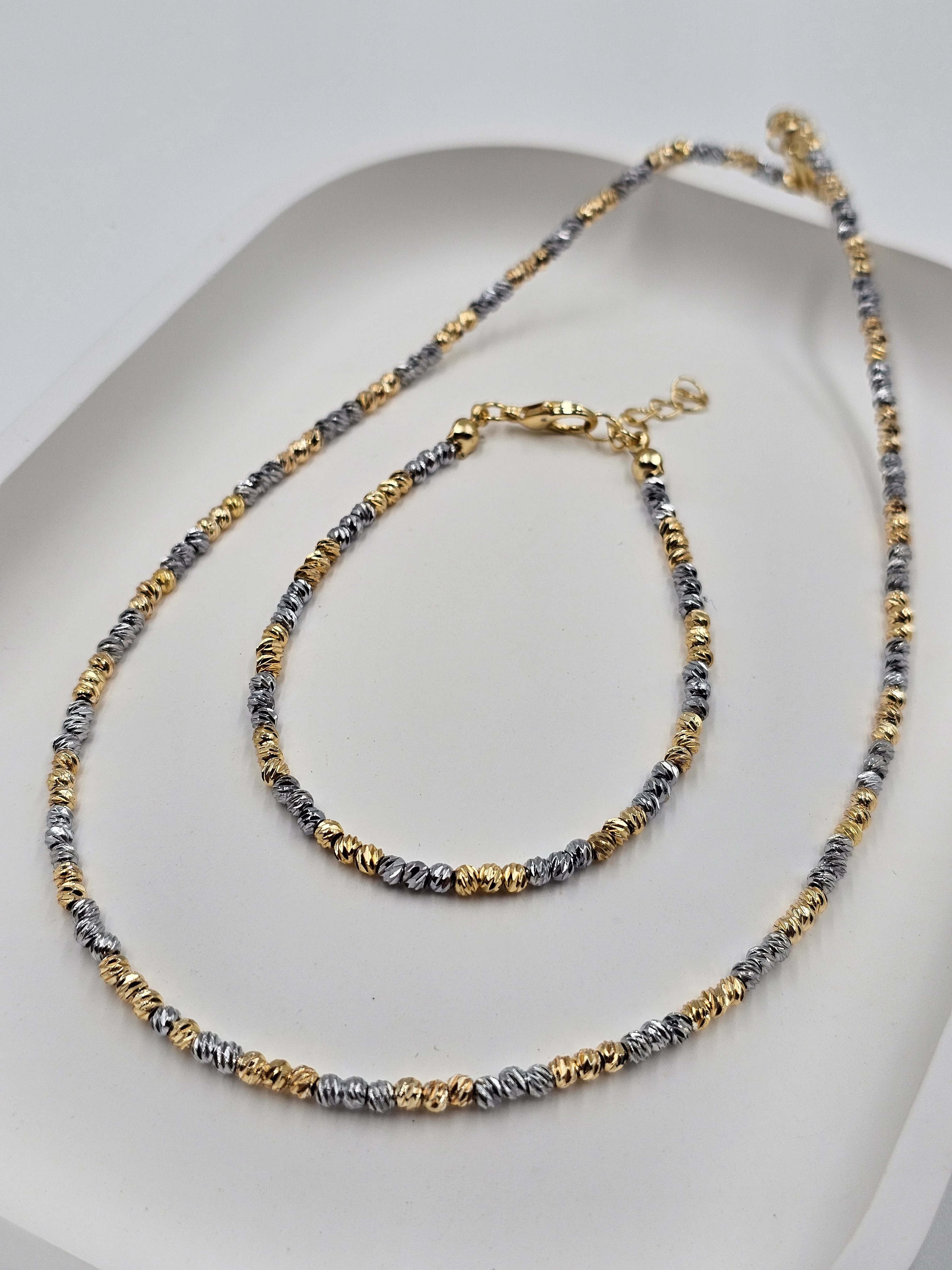 ALTIN KAPLAMA DORİKA ÇİFT RENK BONCUK MODEL SET