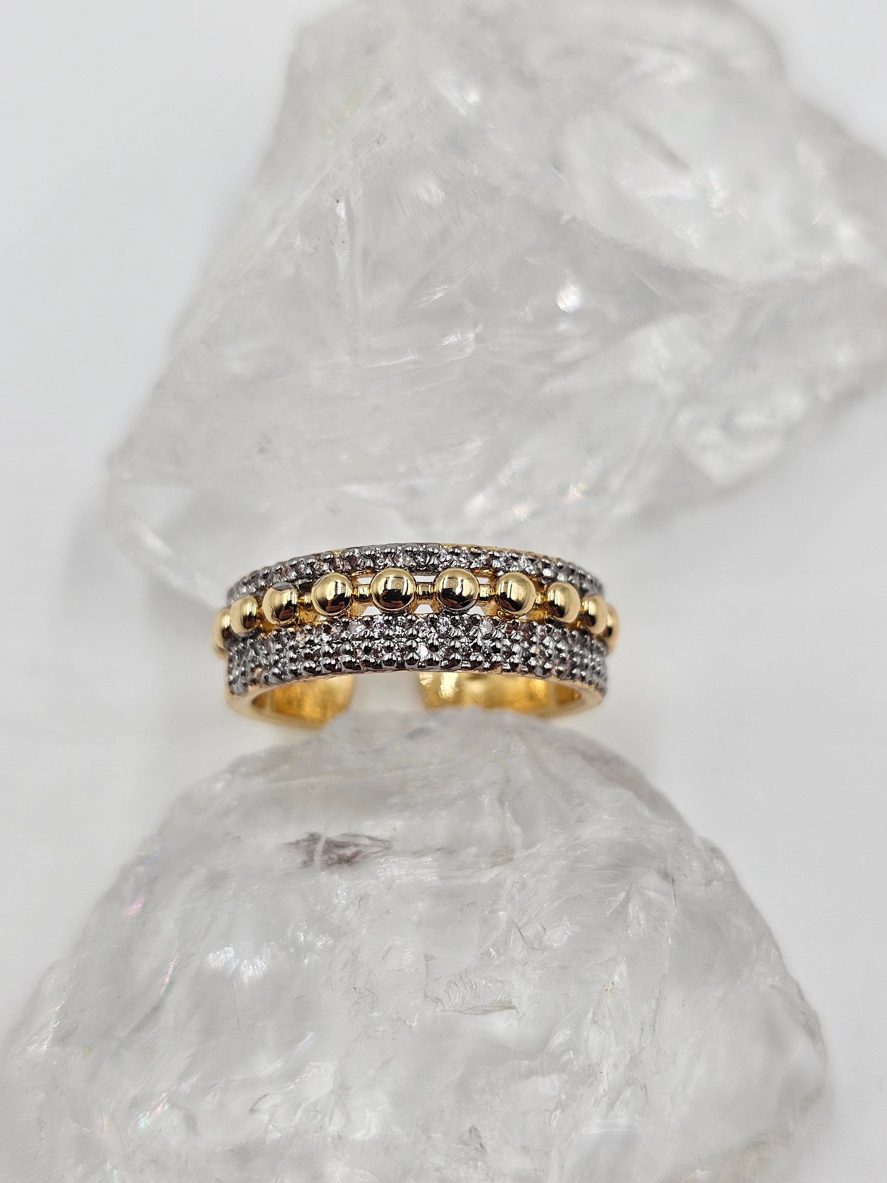 ALTIN KAPLAMA ZİRKON TAŞLI YÜZÜK