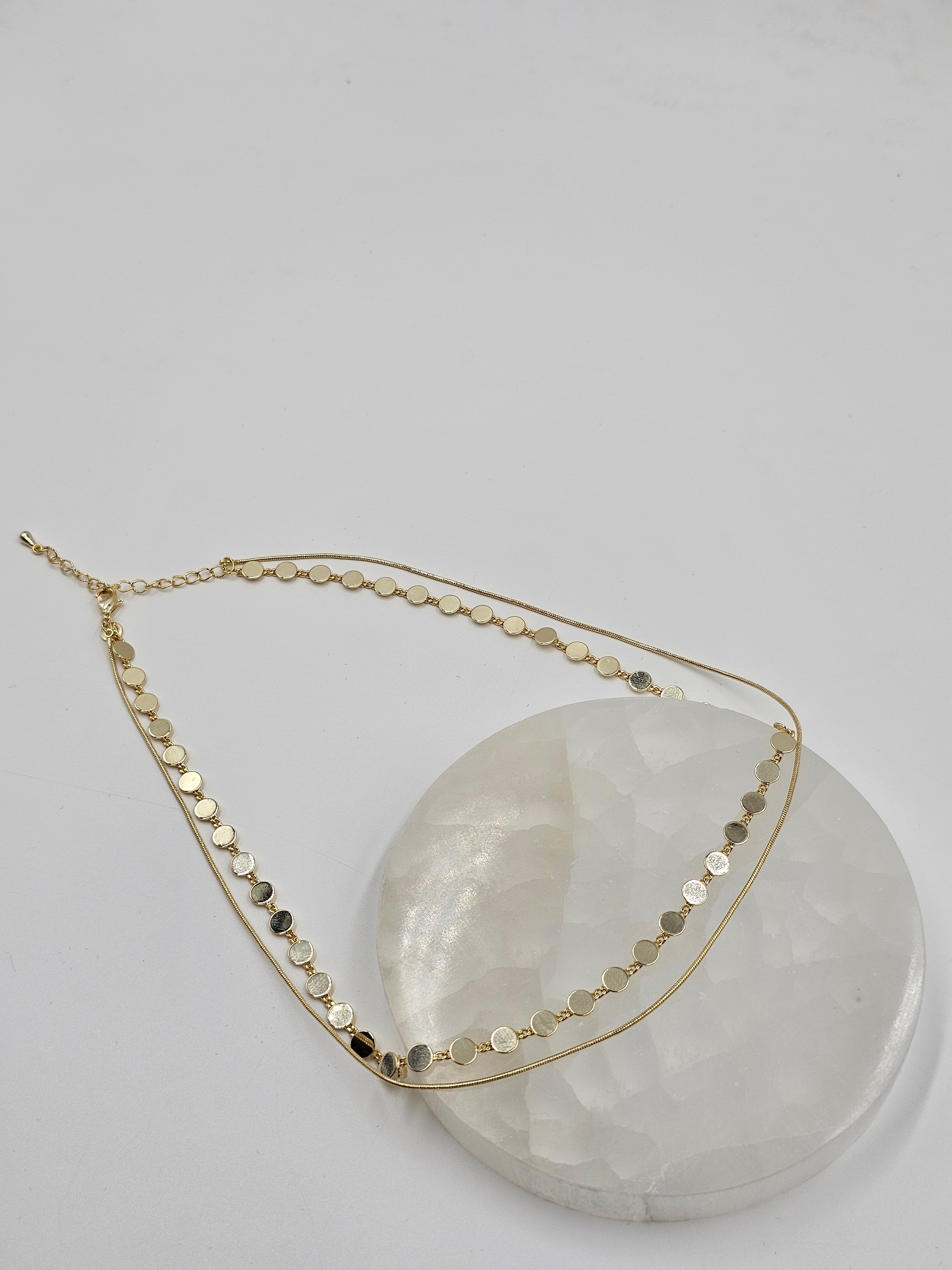 ALTIN KAPLAMA EZME ÇİFTLİ KOLYE